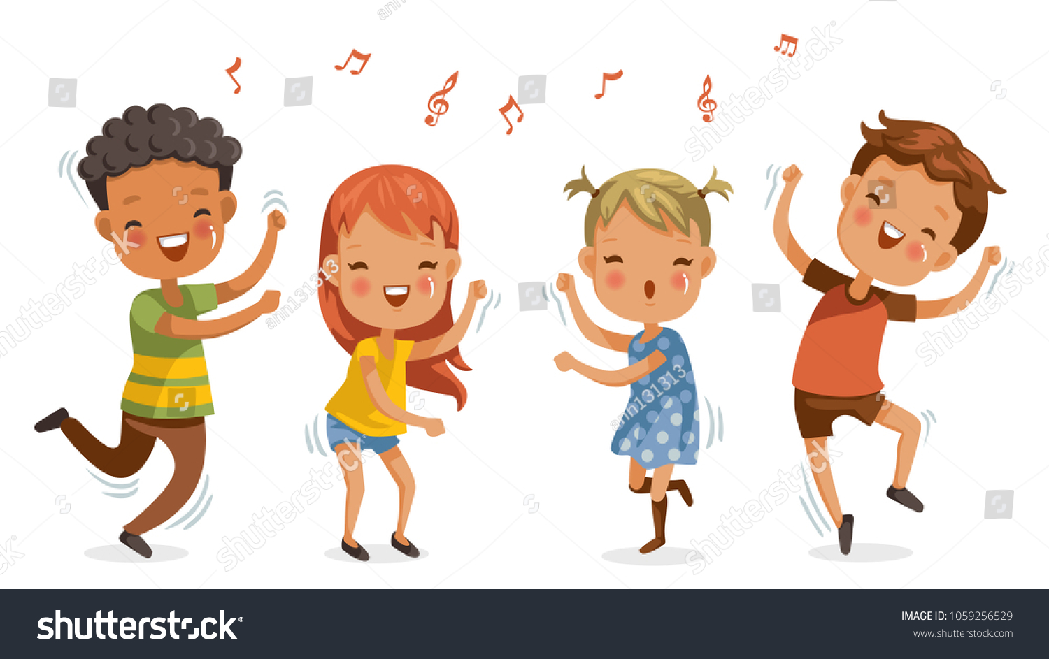 Children Dancing Boys Girls Dancing Together Stock Vector Royalty Free