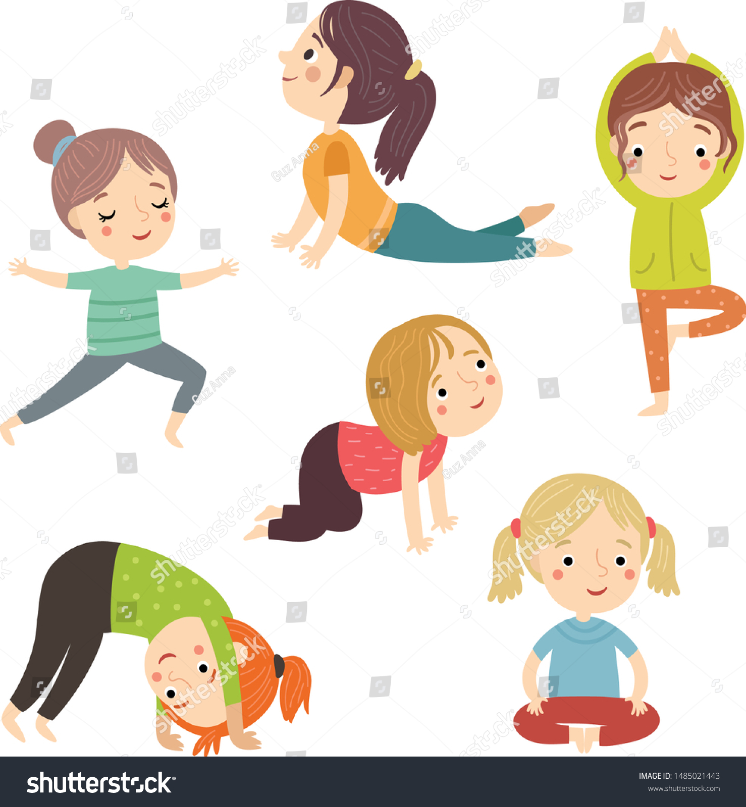 1,080 Little girl doing yoga Stock Illustrations, Images & Vectors ...