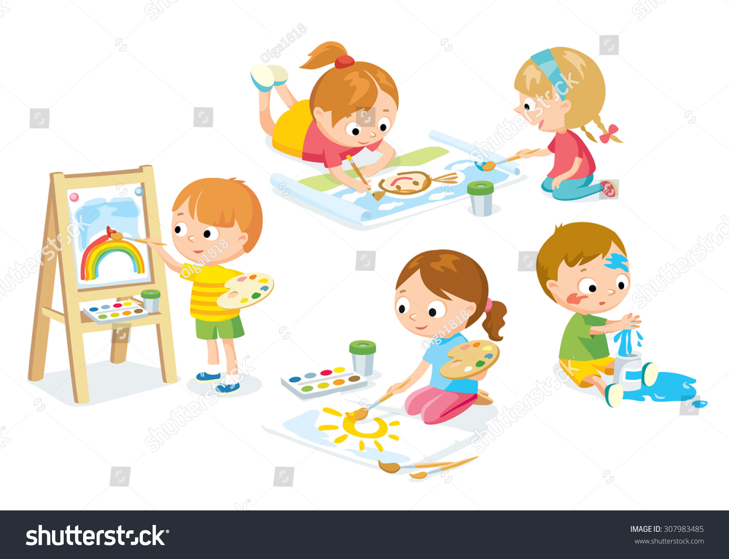 Children Drawing Stock Vector (Royalty Free) 307983485