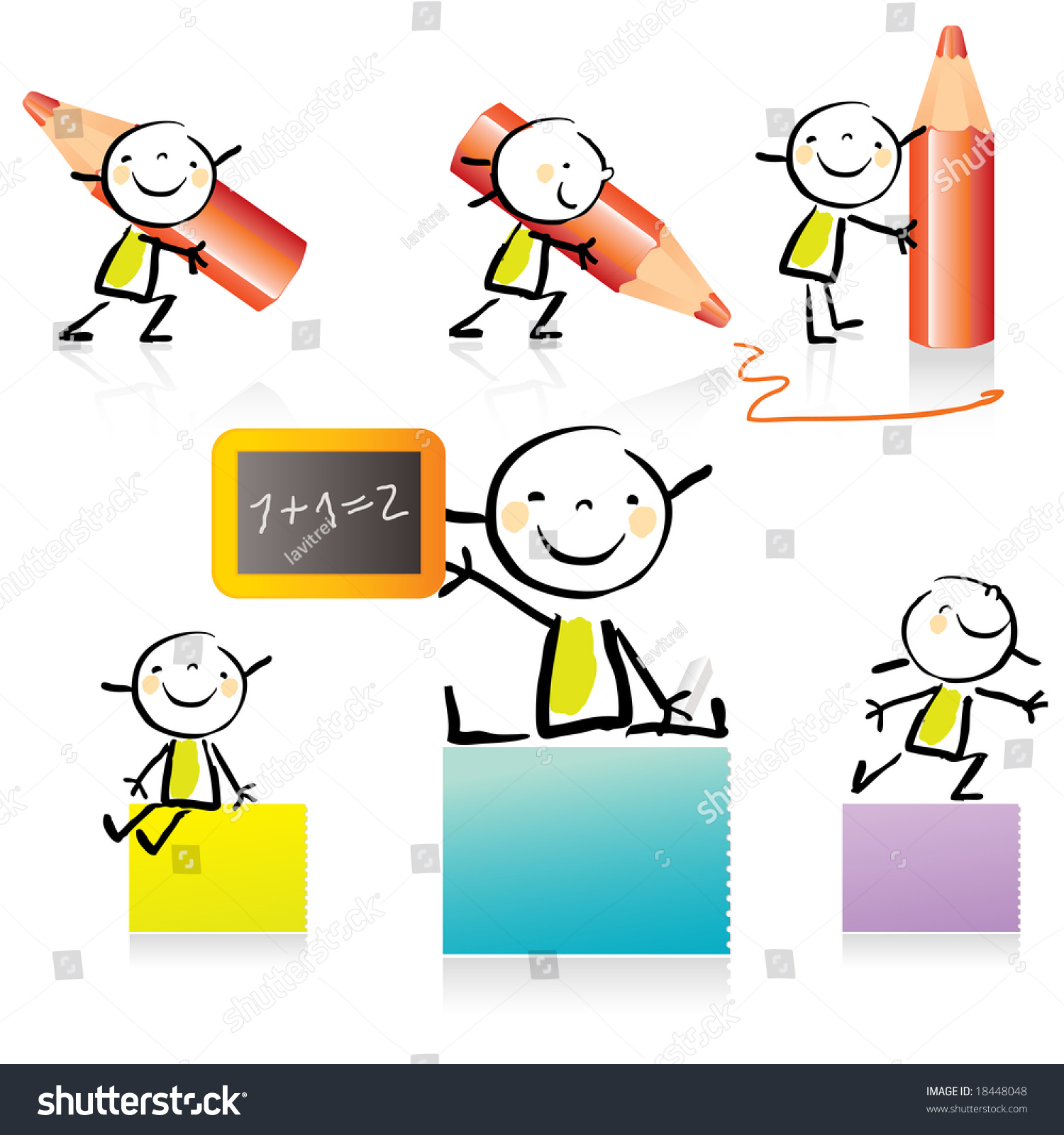 Children Drawing Style Educational Icon Set Stock Vector Royalty