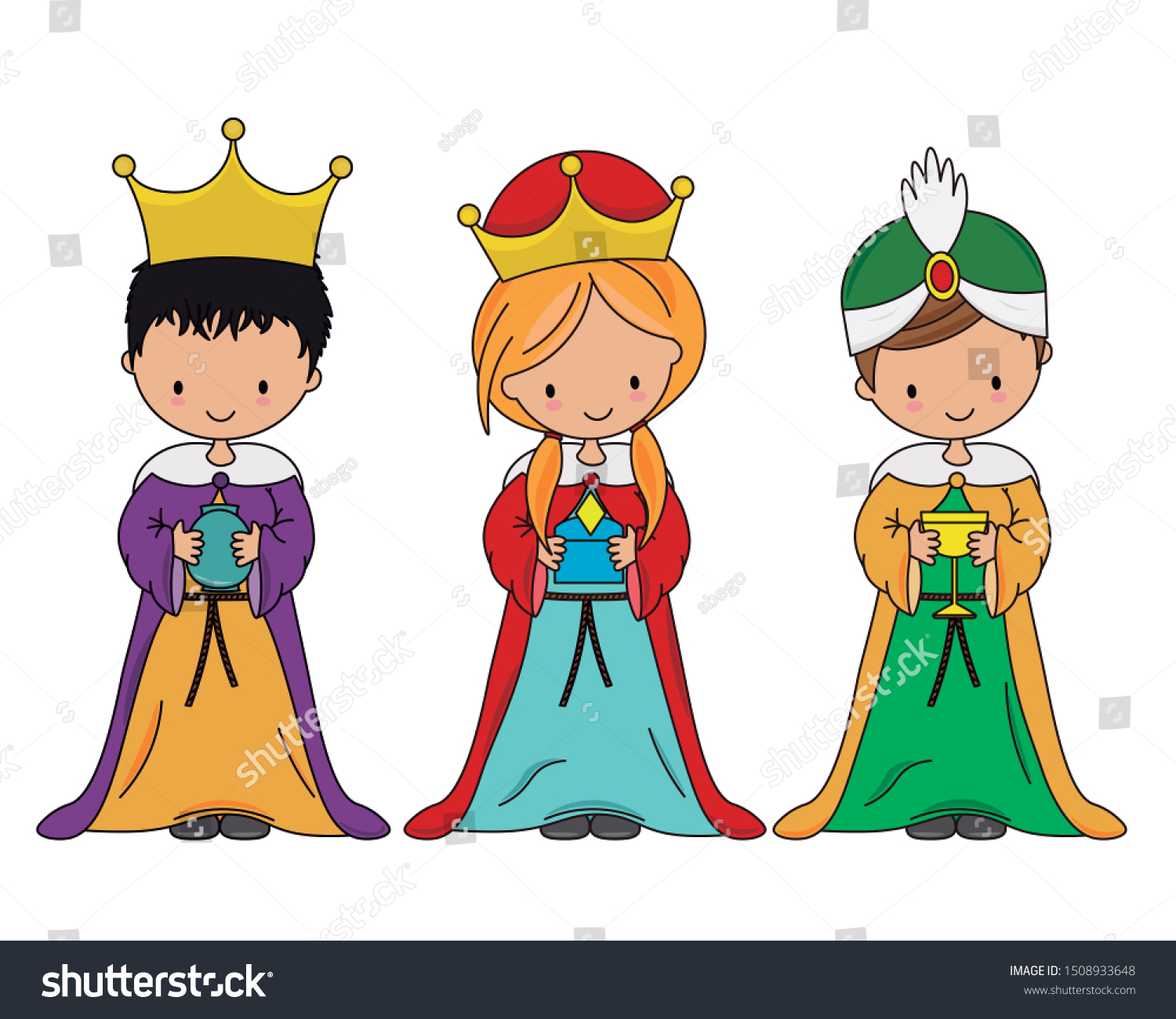 Children Dressed Three Wise Men Vector Stock Vector (Royalty Free ...