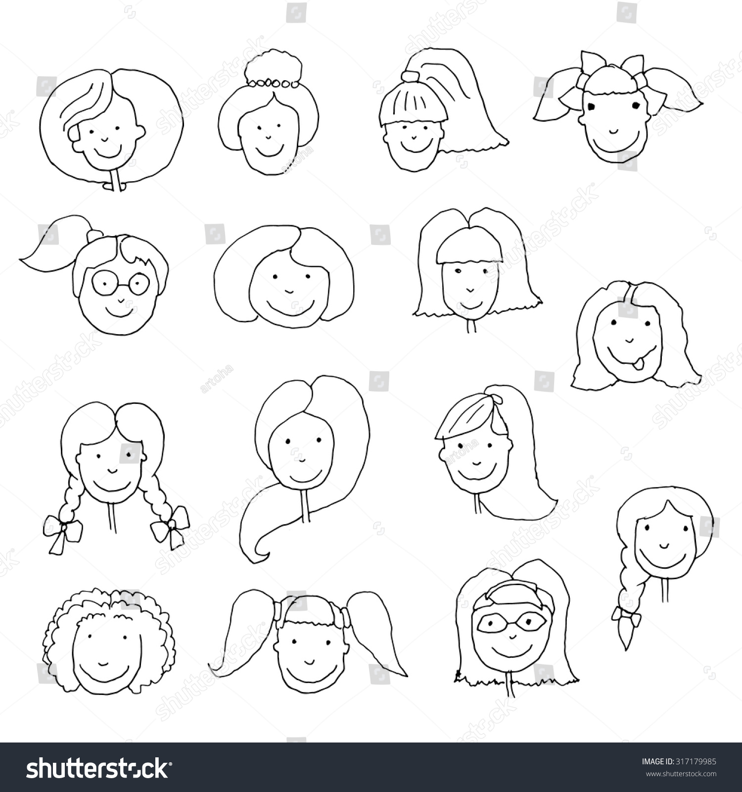 Children Face Girls. Stock Vector Illustration 317179985 : Shutterstock