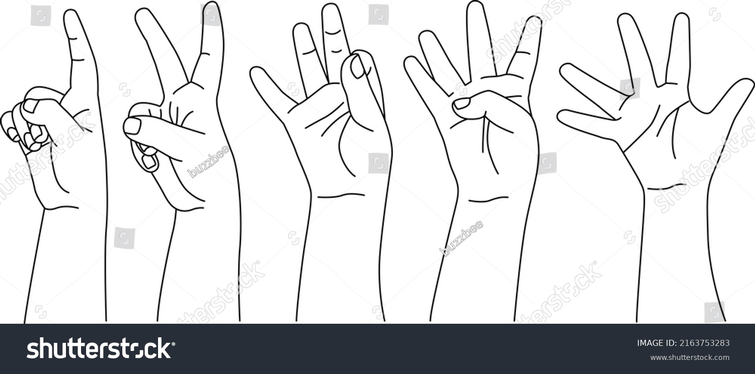 Children Hand Outline Drawing 1 2 Stock Vector (royalty Free 