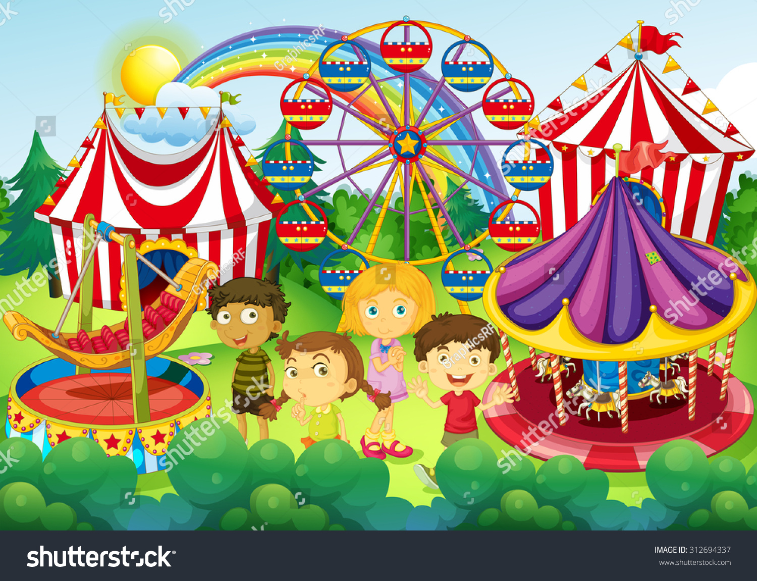 Children Having Fun Circus Illustration Stock Vector (Royalty Free ...