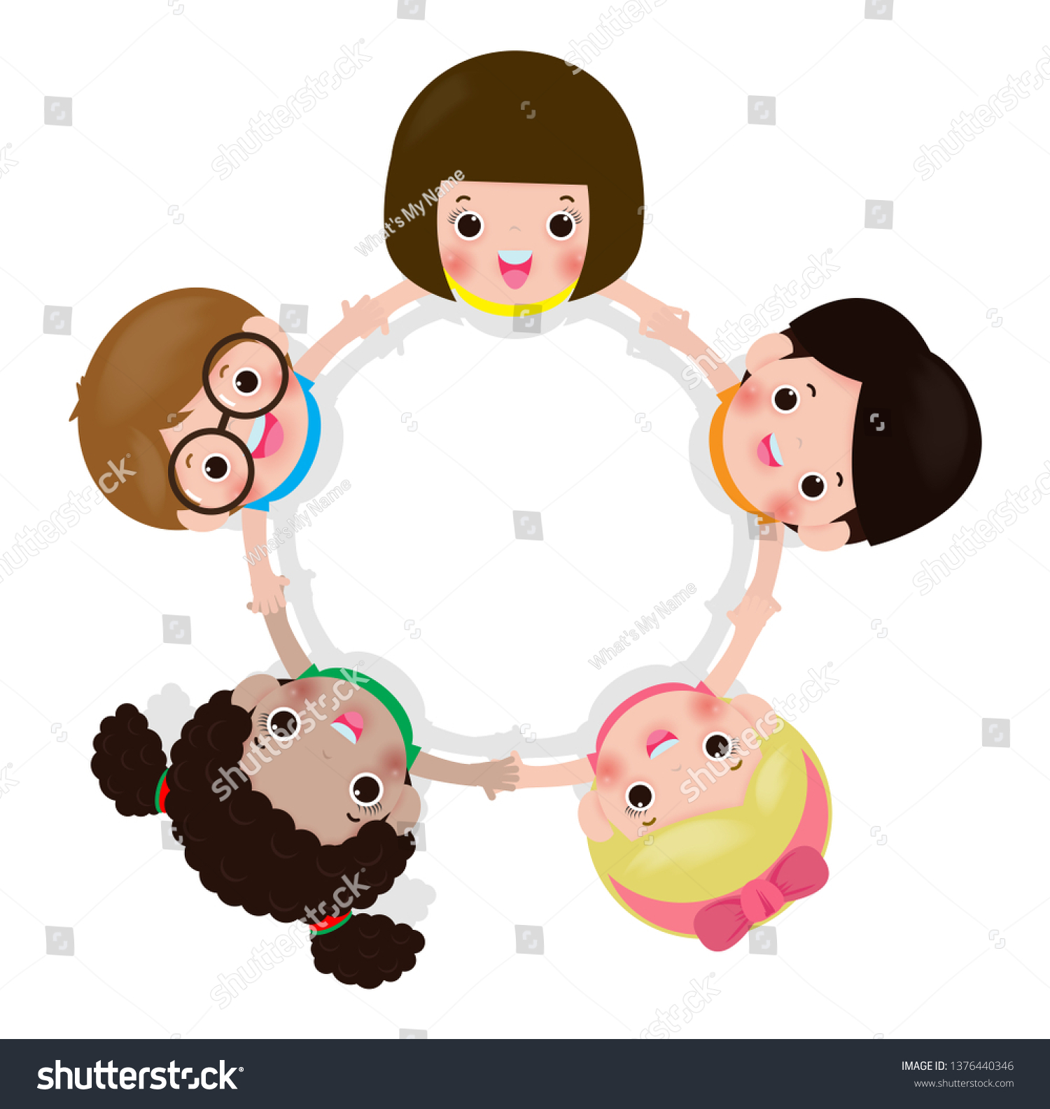 Children Holding Hands Circle Isolated On Stock Vector (Royalty Free ...