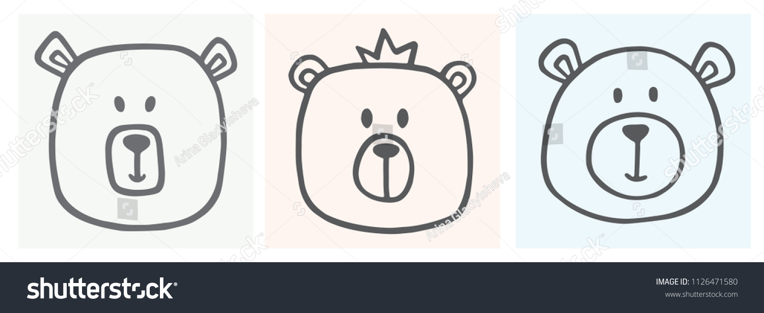 Children Illustration Set Hand Drawn Bear Stock Vector (Royalty Free ...