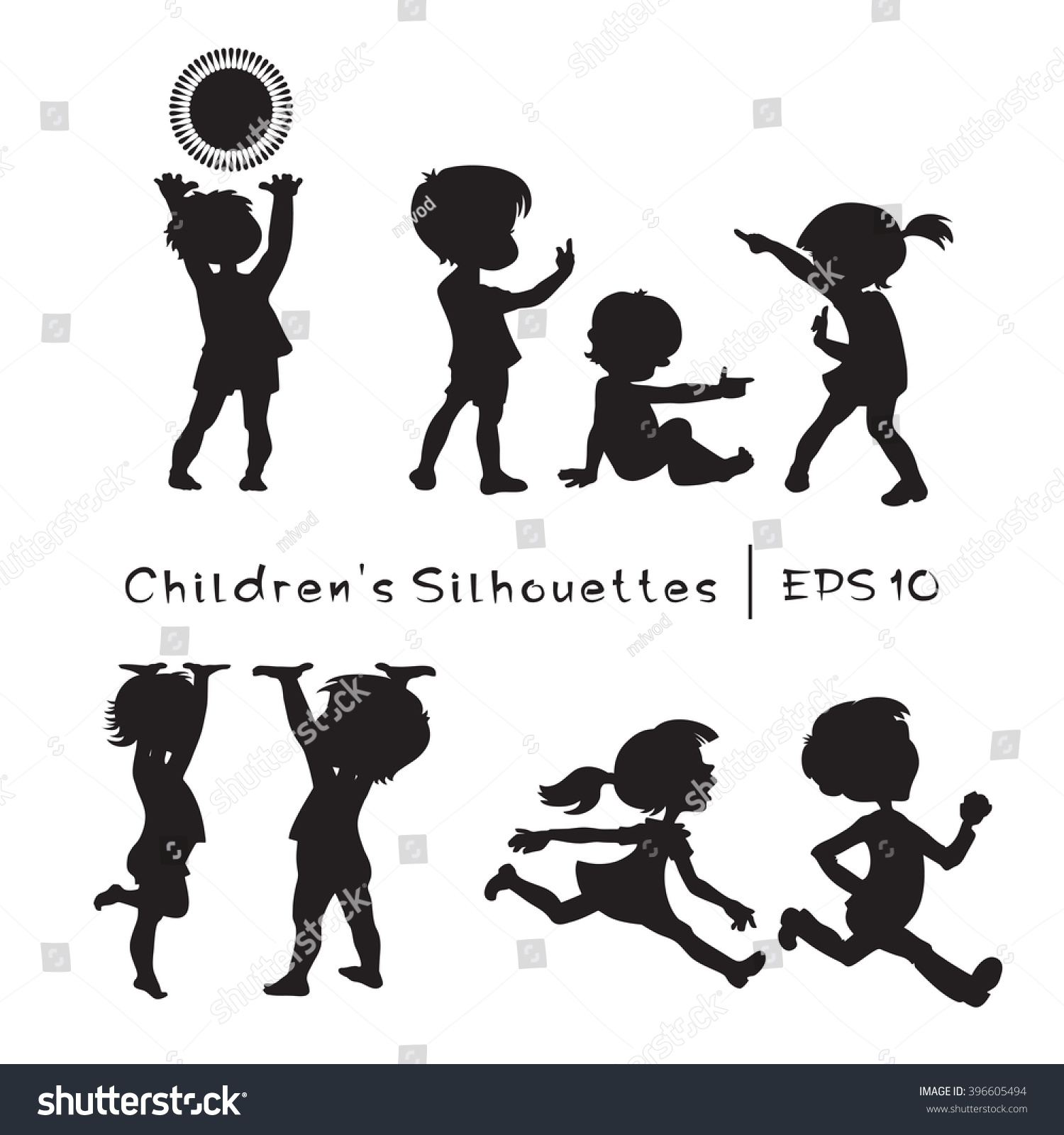 Children Cartoon Style Black White Vector Stock Vector 396605494