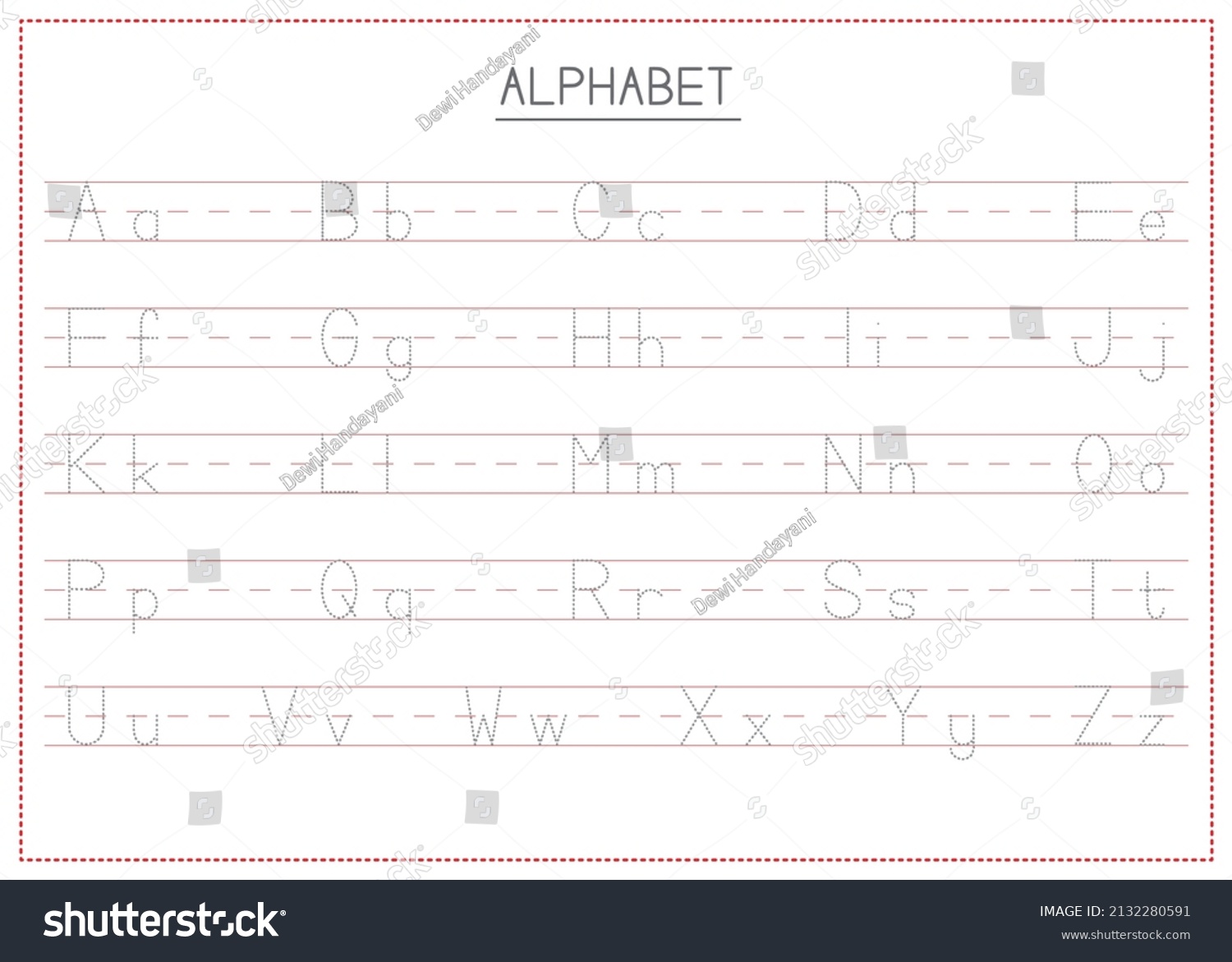 Children Learning Printable Tracing Alphabets Uppercase Stock Vector