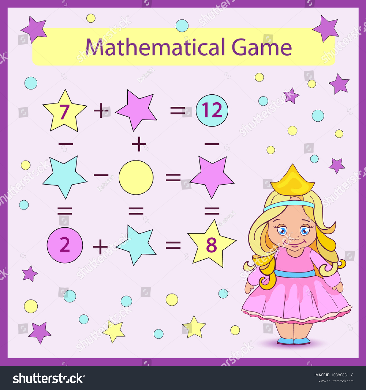 Children Mathematical Game Cute Cartoon Girl Stock Vector (Royalty Free ...