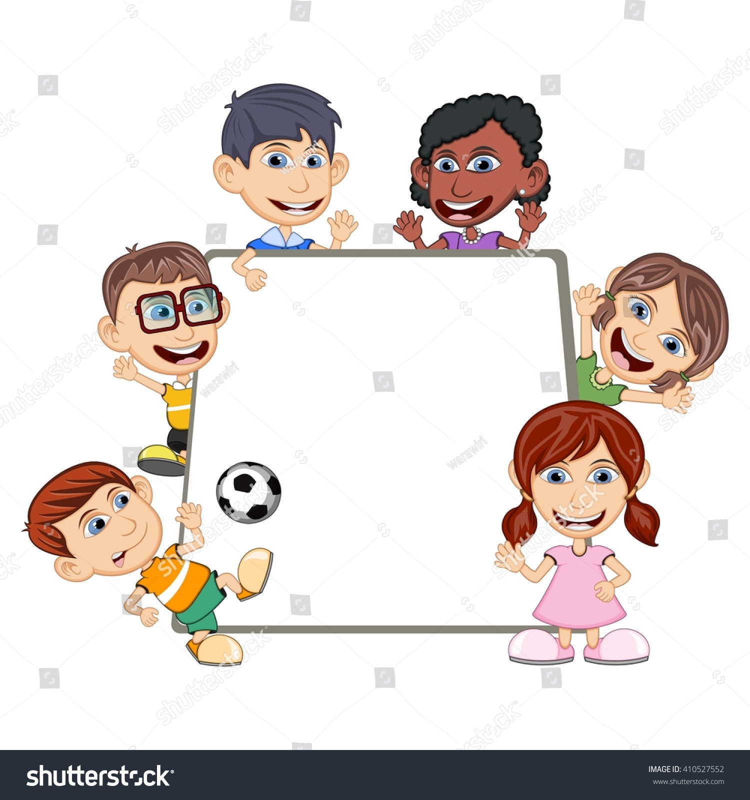 Children Peeping Behind Placard Cartoon Vector Stock Vector (Royalty ...