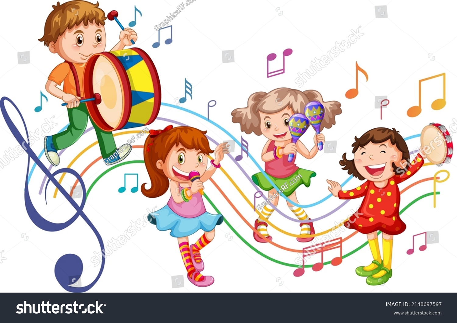 Children Playing Different Instrument Band Illustration Stock Vector ...