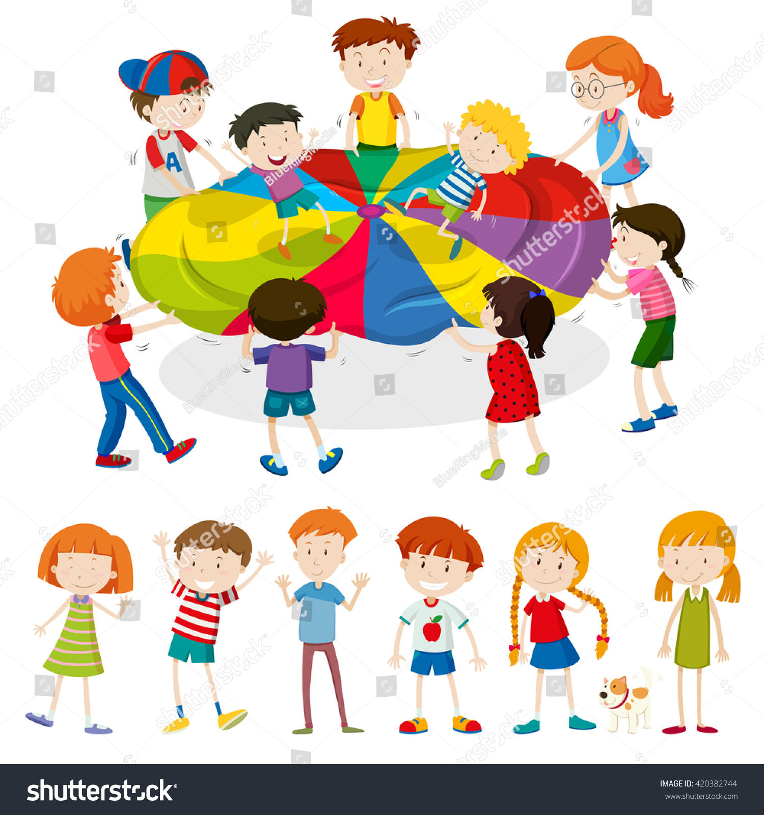 Children Playing Game Together Illustration - 420382744 : Shutterstock