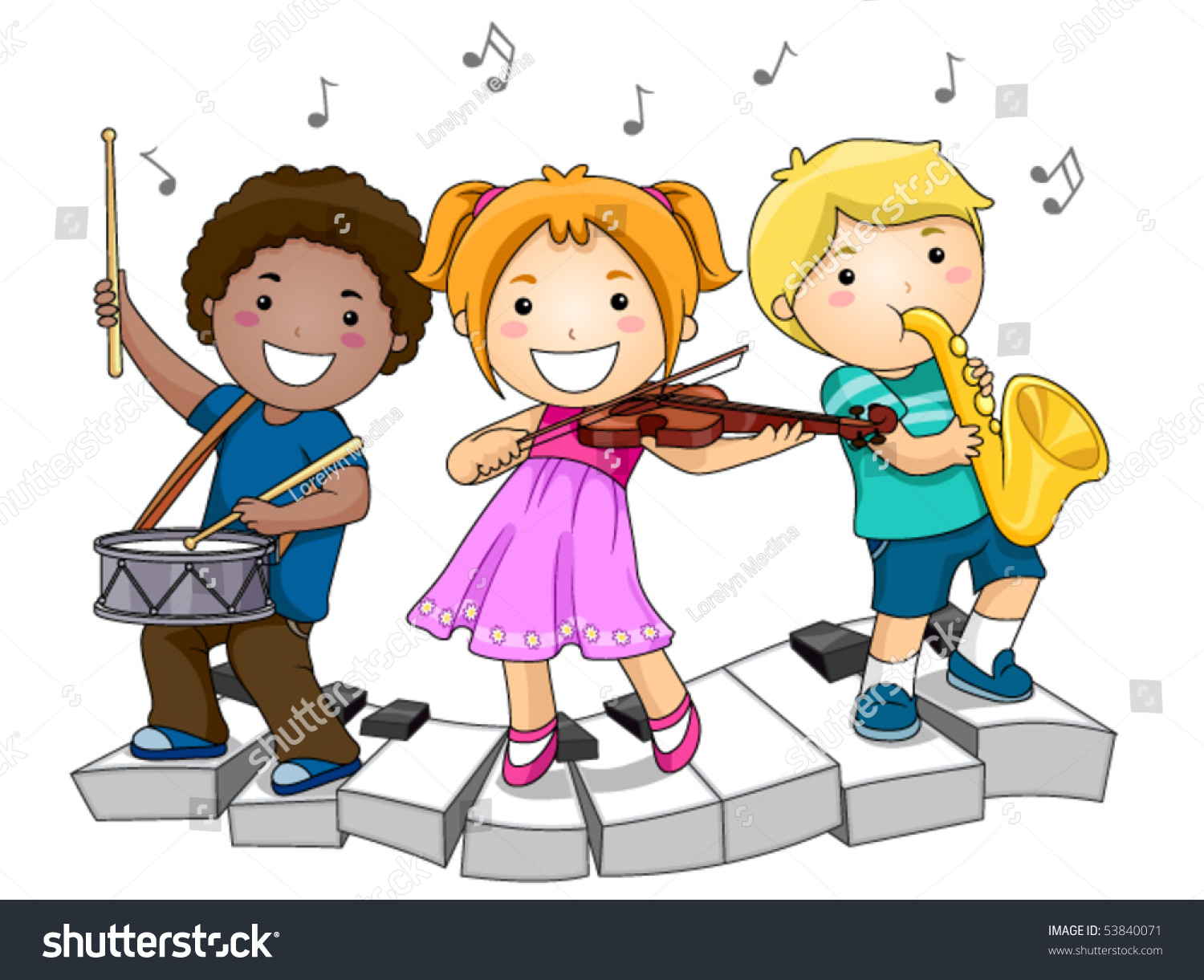 Children Playing Musical Instruments Vector Stock Vector 53840071 ...