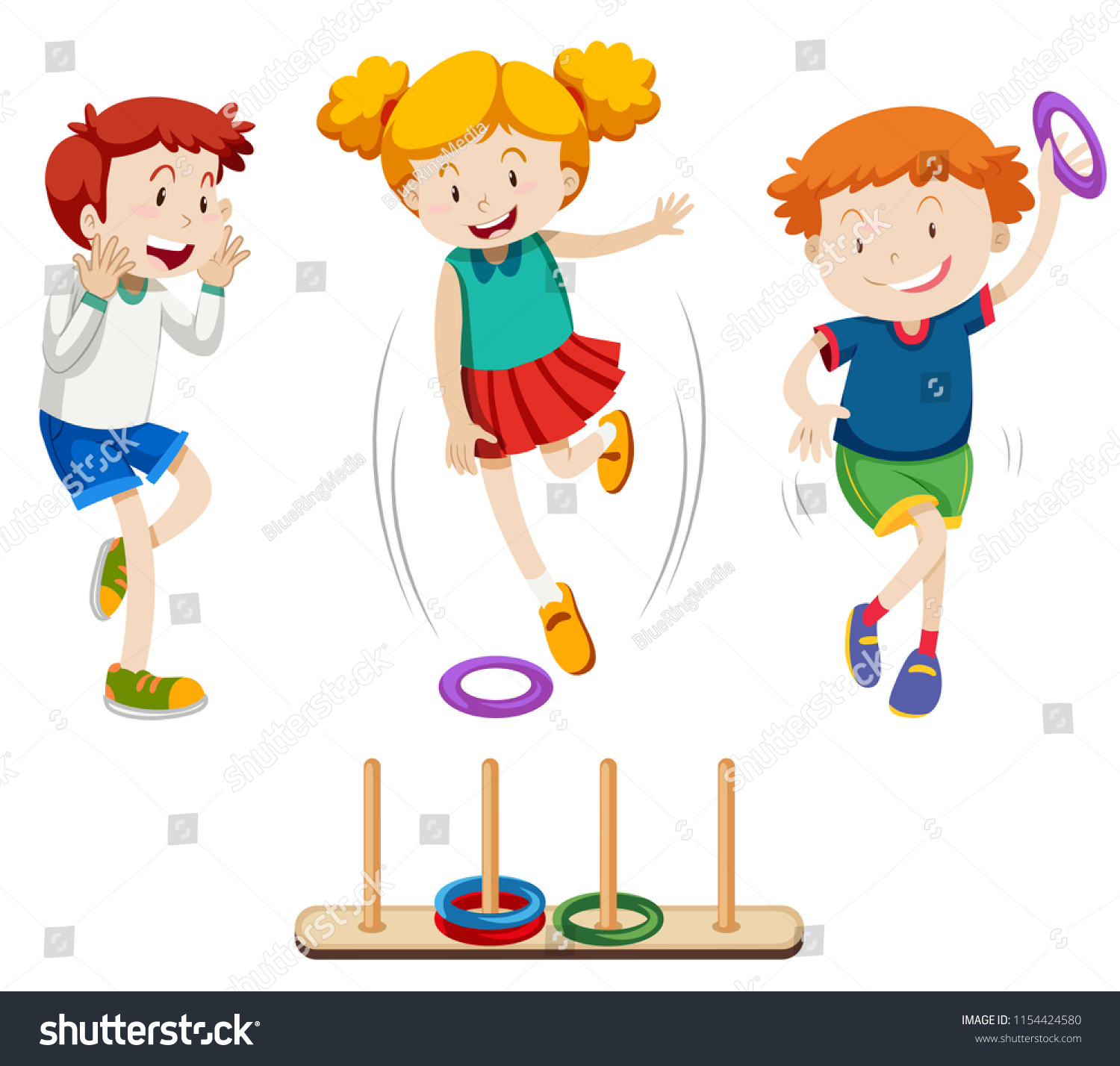 Children Playing Ring Toss Illustration Stock Vector (Royalty Free