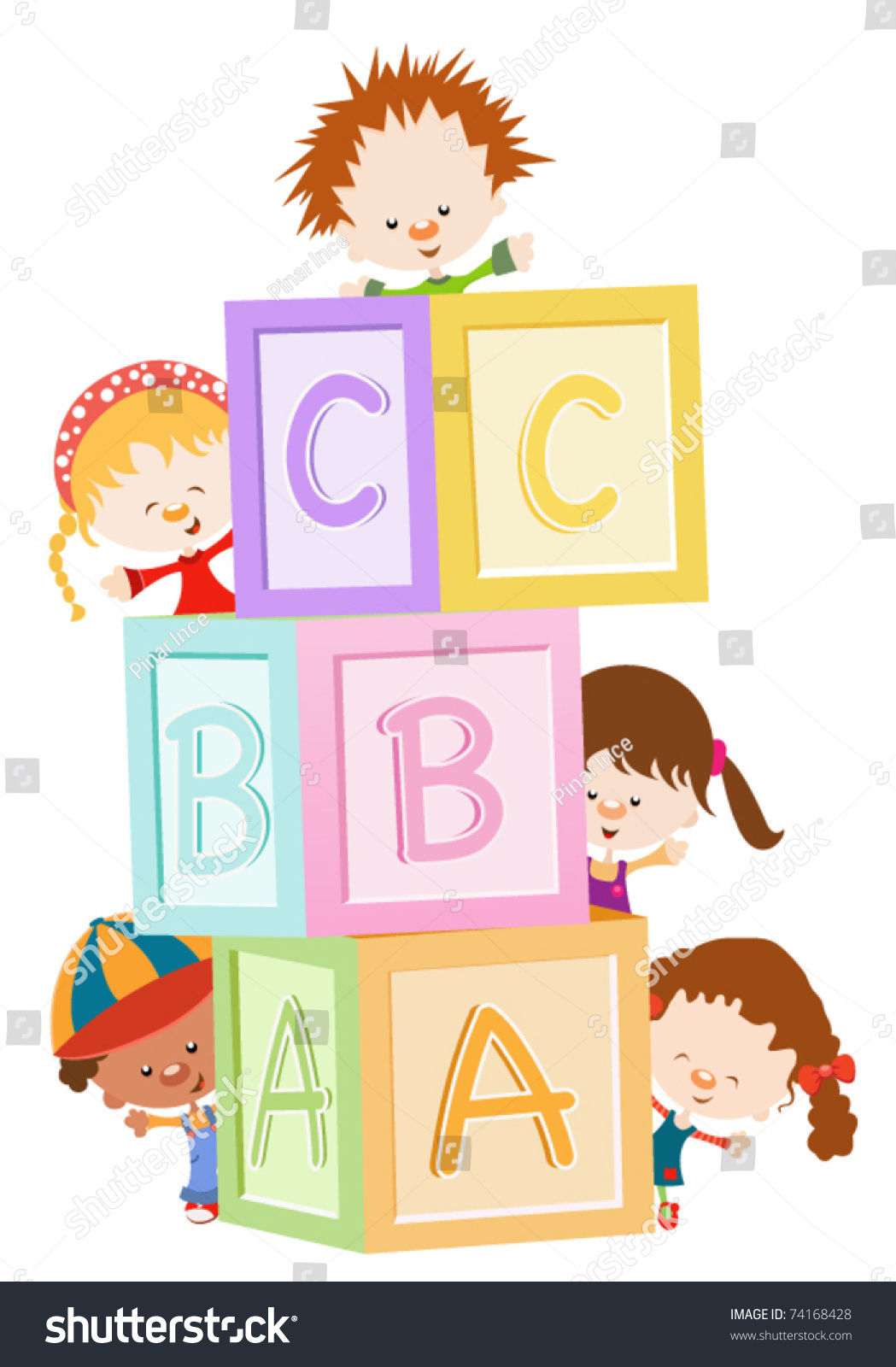 Children Playing Blocks Stock Vector (Royalty Free) 74168428