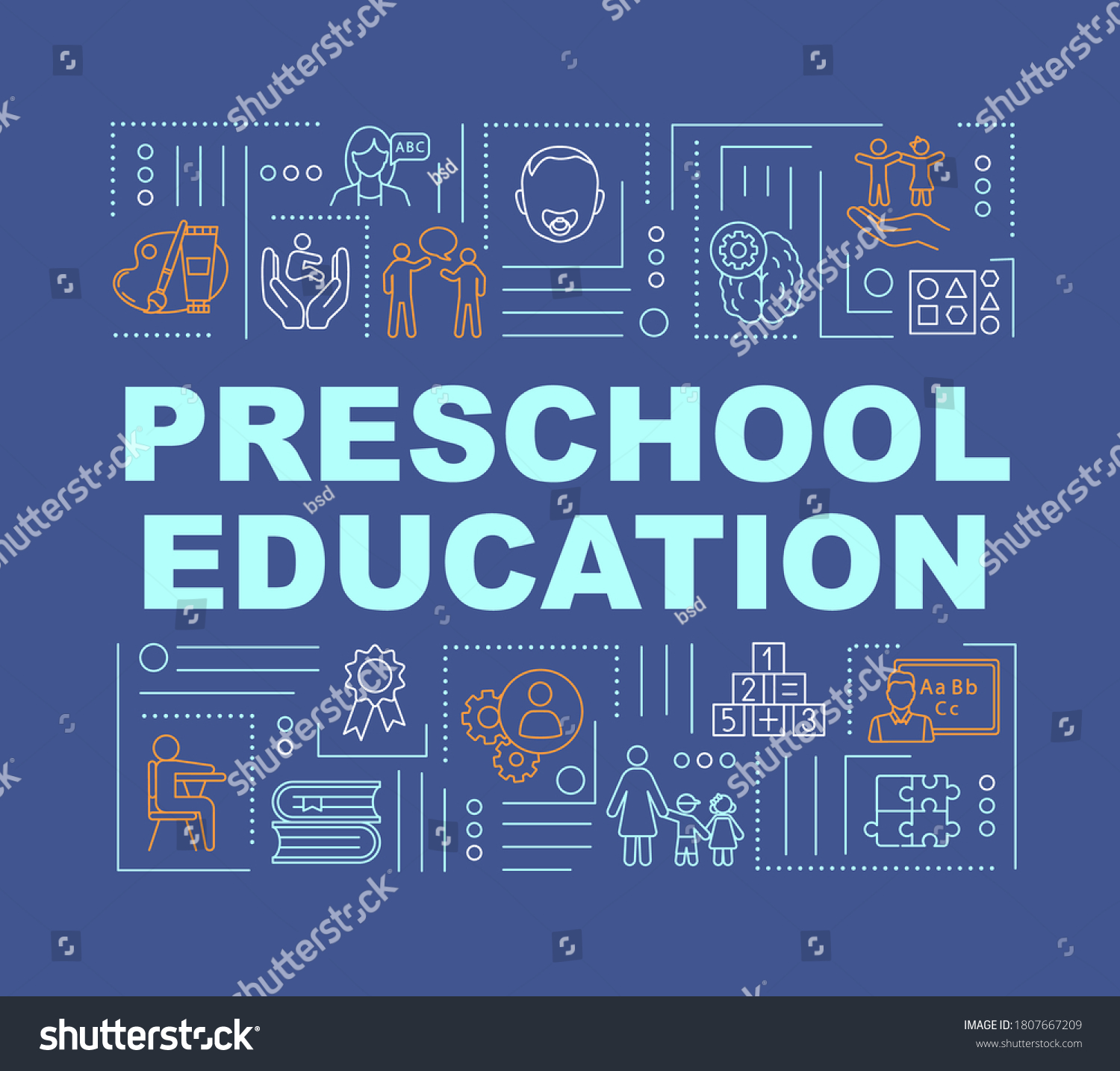 Children Preschool Education Word Concepts Banner Stock Vector (Royalty