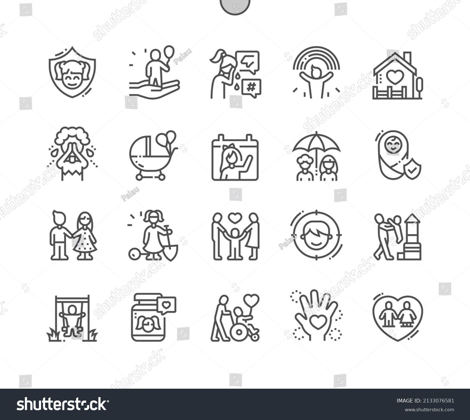 SVG of Children protection. Help kids. Disabilities. Protect and safety. Pixel Perfect Vector Thin Line Icons. Simple Minimal Pictogram svg