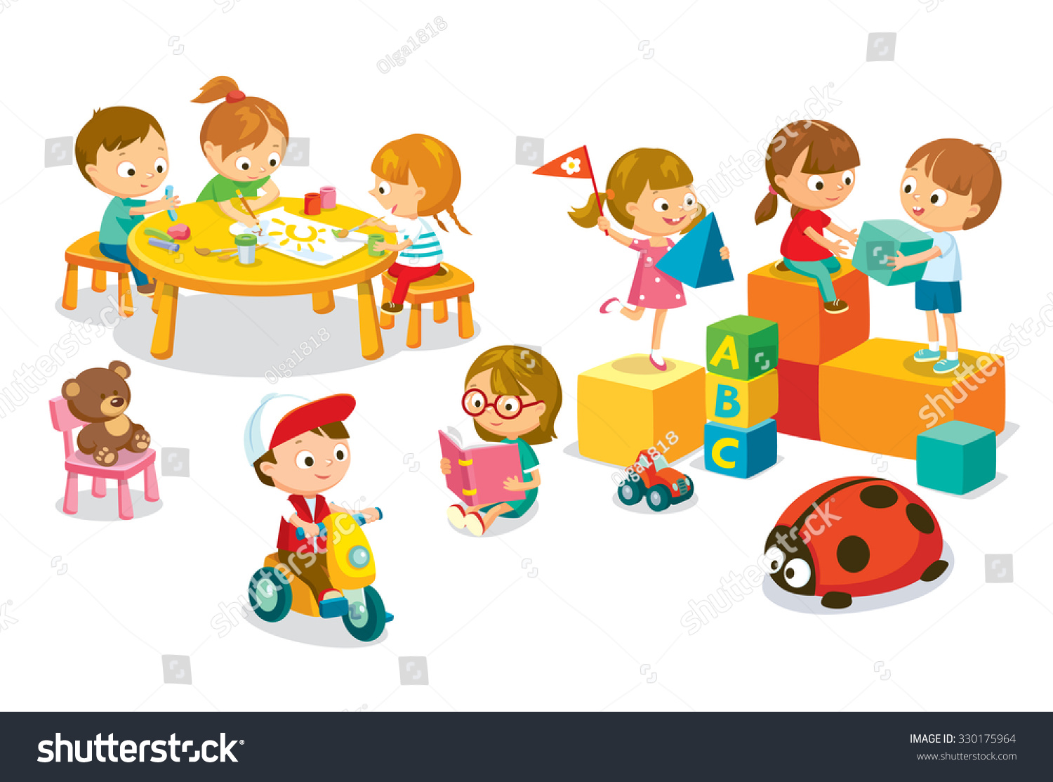 Children'S Activity In The Kinder Garden Stock Vector 330175964 ...