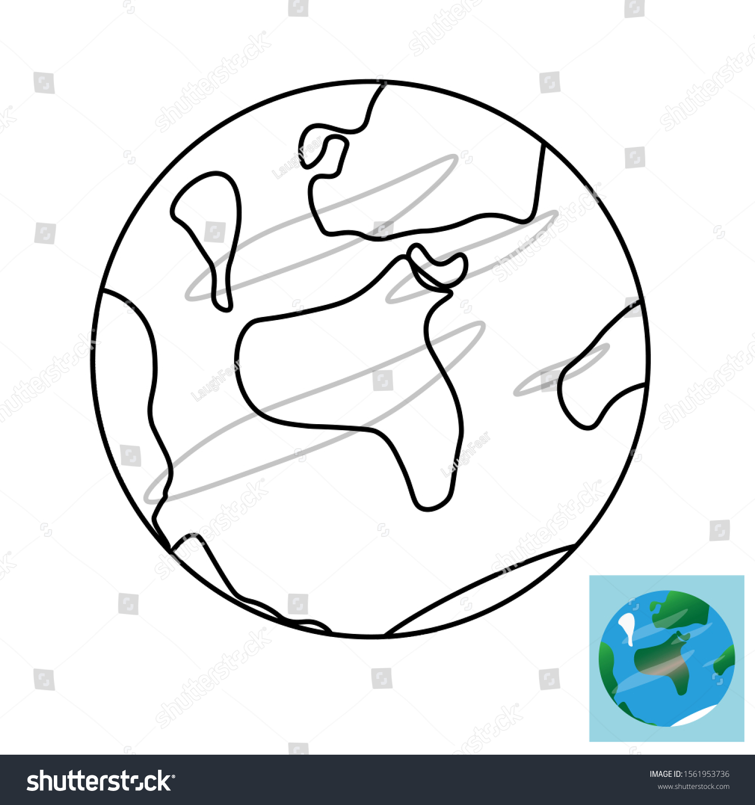 Childrens Coloring Earth Coloring Page Stock Vector (Royalty