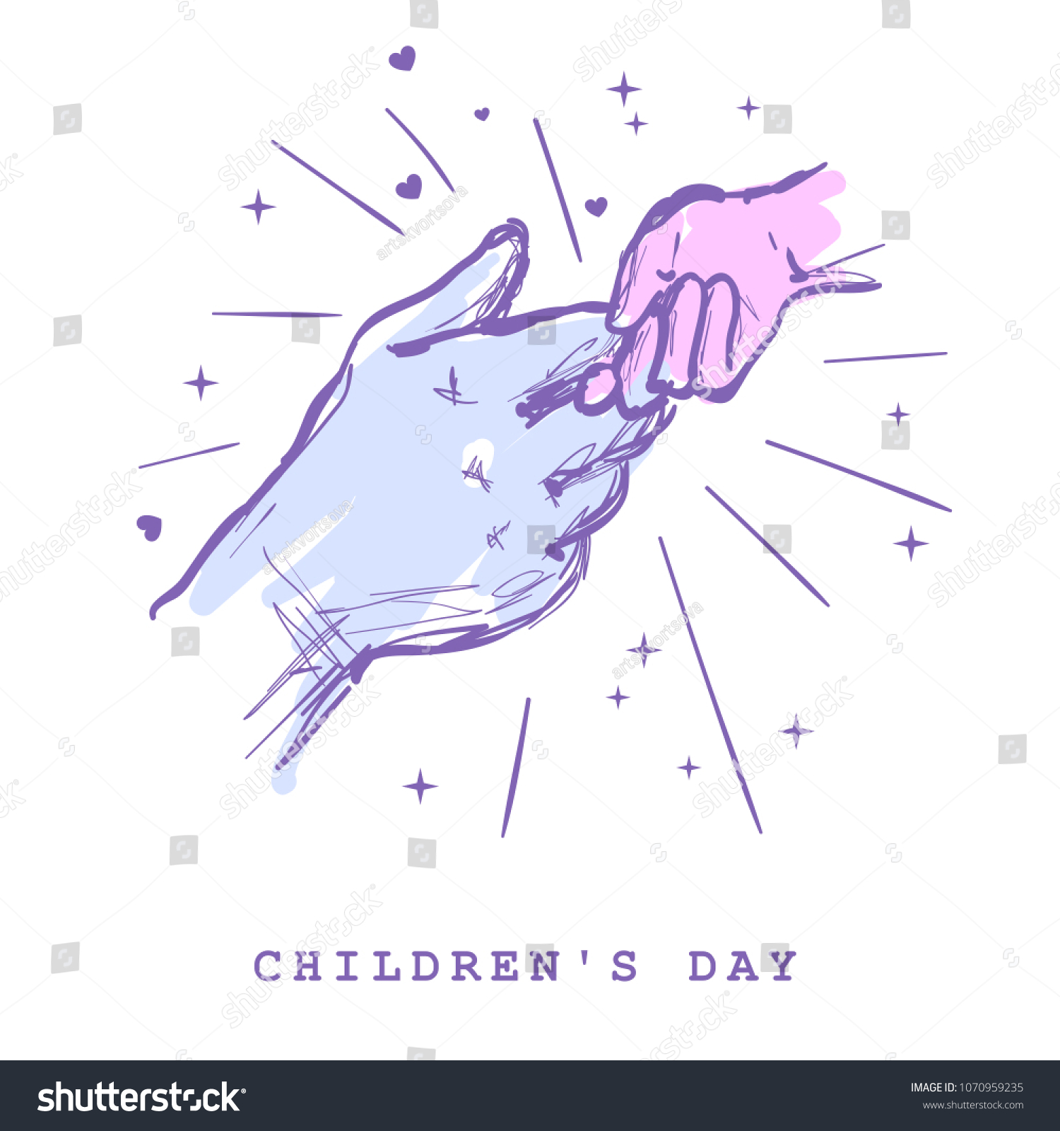 Childrens Day Concept Hands Man Child Stock Vector Royalty Free