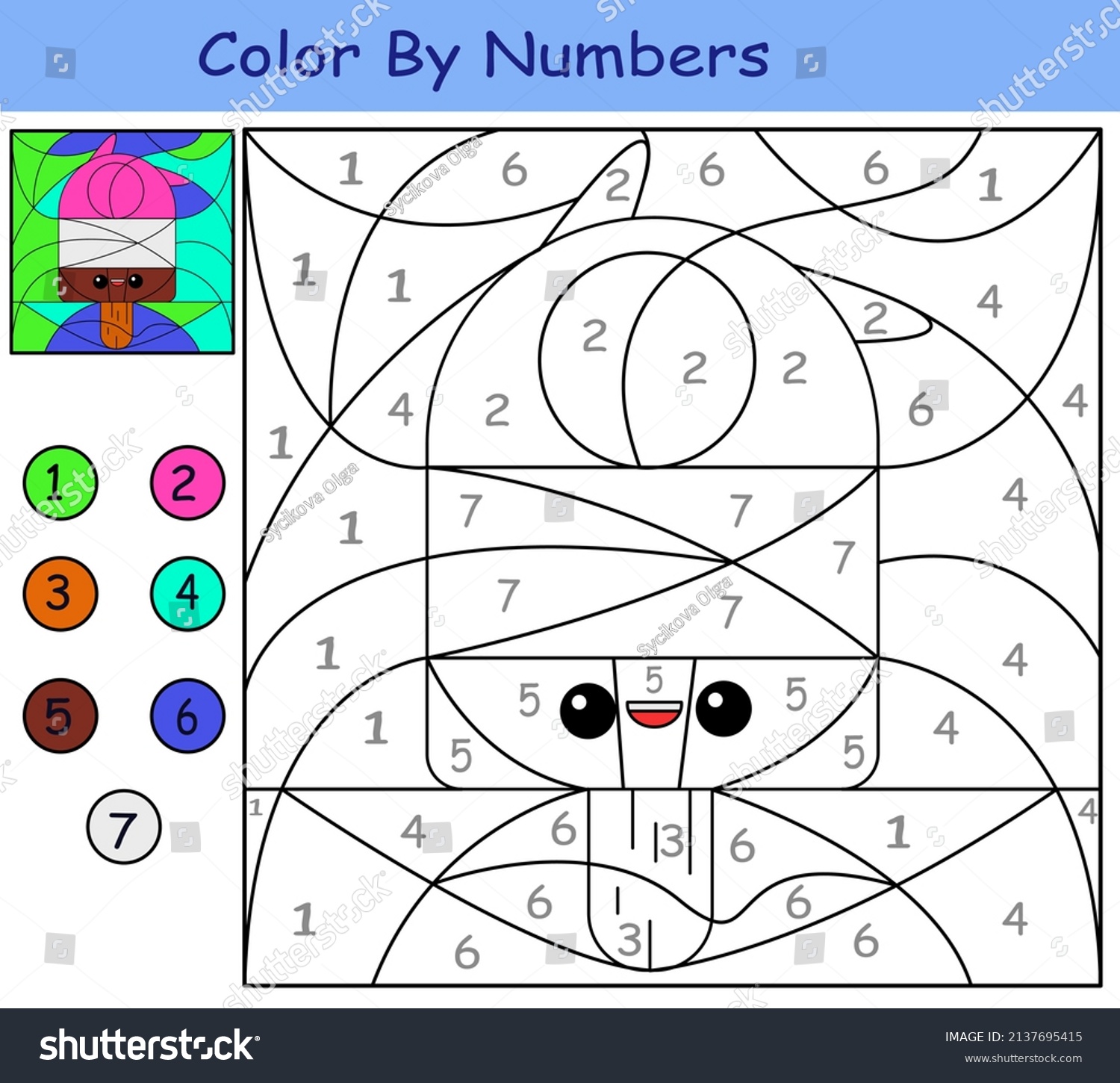 Childrens Educational Game Coloring By Numbers Stock Vector (Royalty Free) 2137695415 | Shutterstock