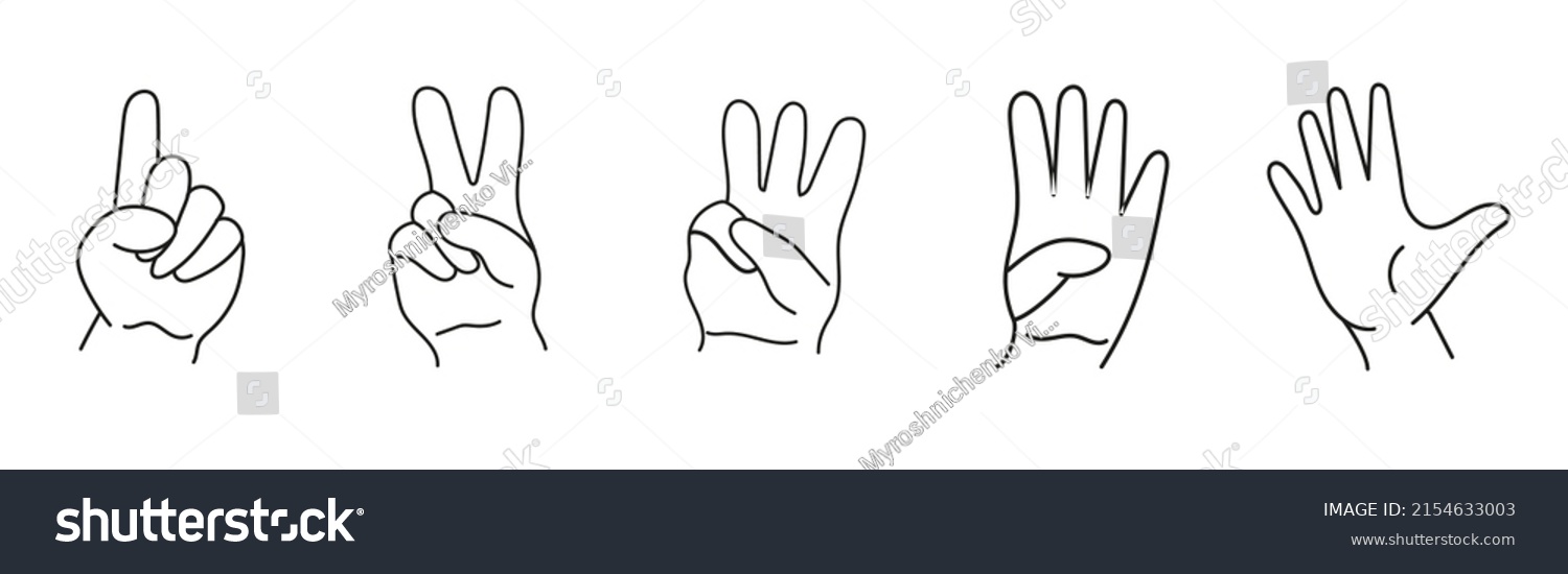 Childrens Handsa Set Drawings Showing Fingers Stock Vector (Royalty ...