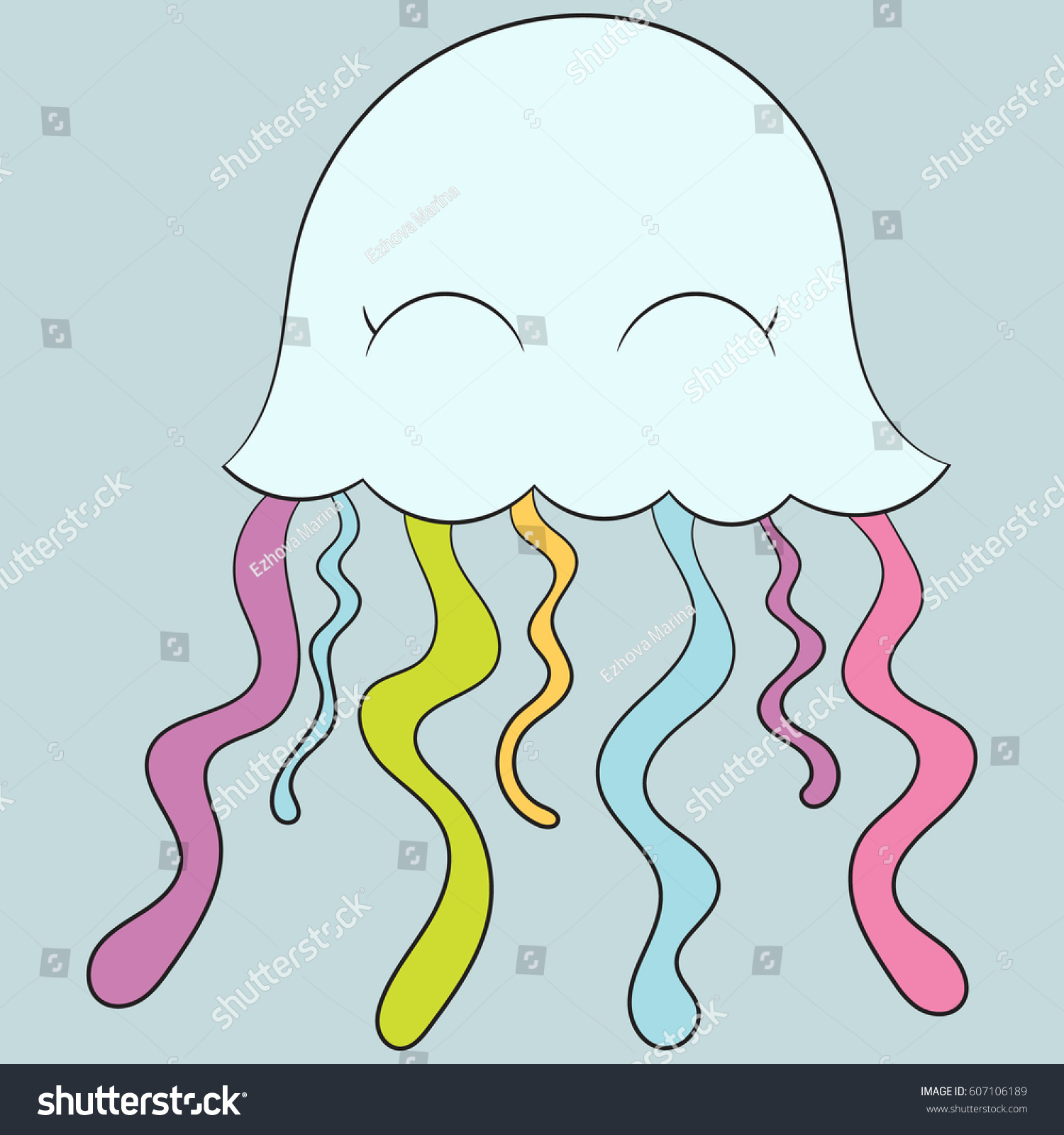 Childrens Illustration Cute Jellyfish Best Choice Stock Vector