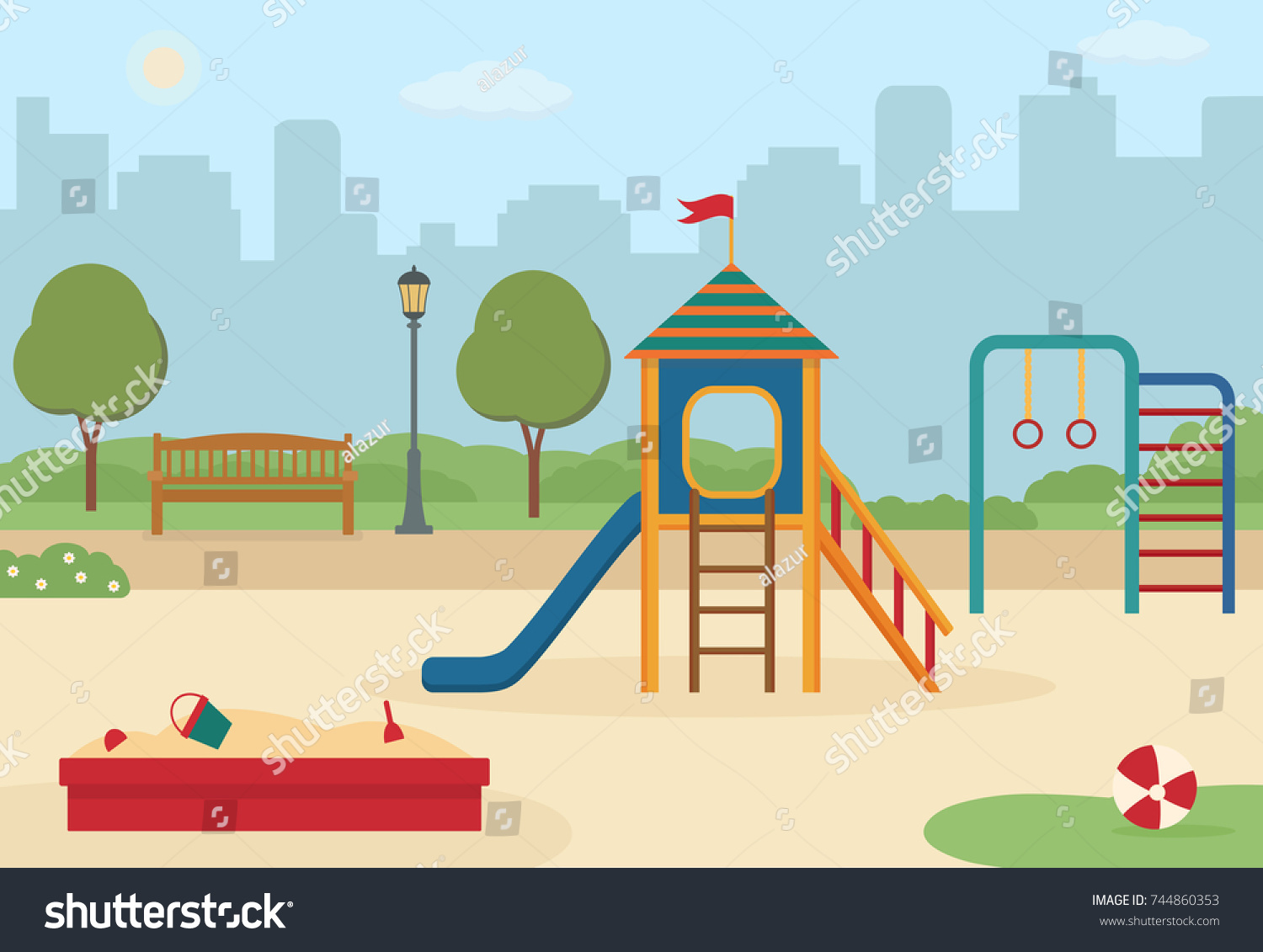 Childrens Playground City Park Toys Slide Stock Vector (Royalty Free ...