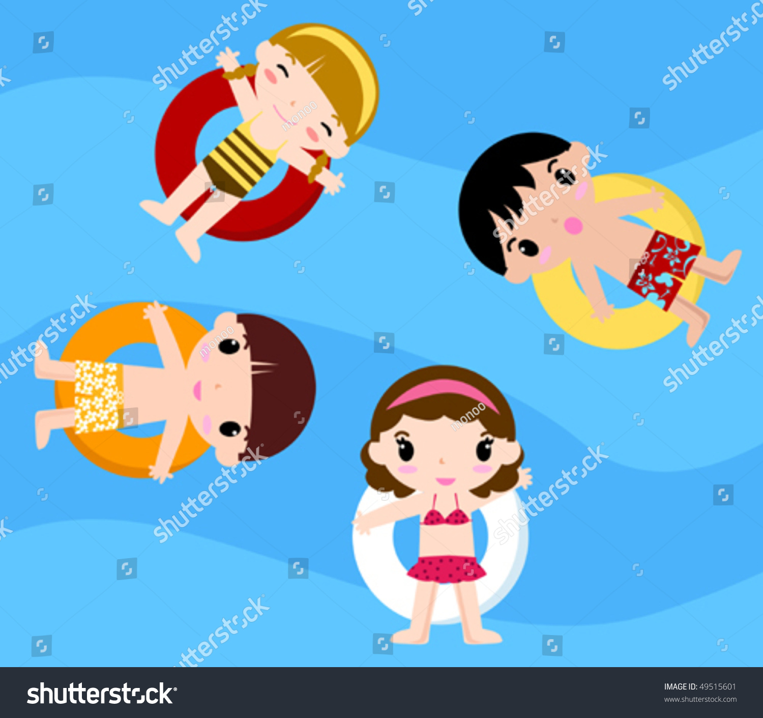 Children'S Pool Party Stock Vector Illustration 49515601 : Shutterstock