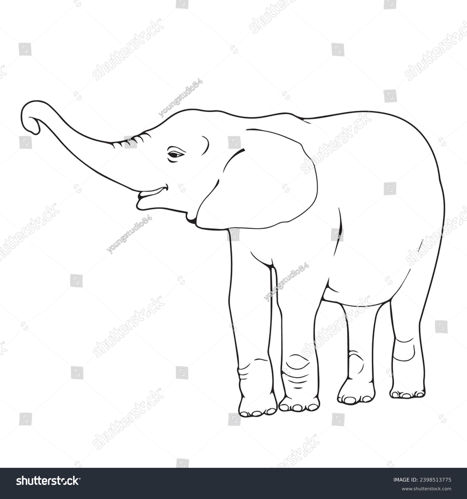 SVG of children's sketch illustration of a elephant svg