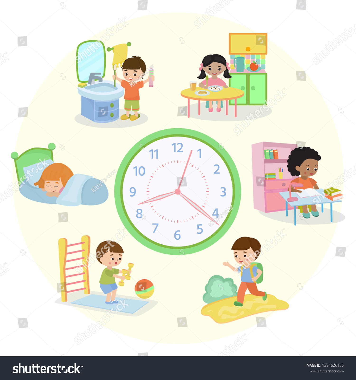 531 Kids daily routine morning bed Stock Vectors, Images & Vector Art ...