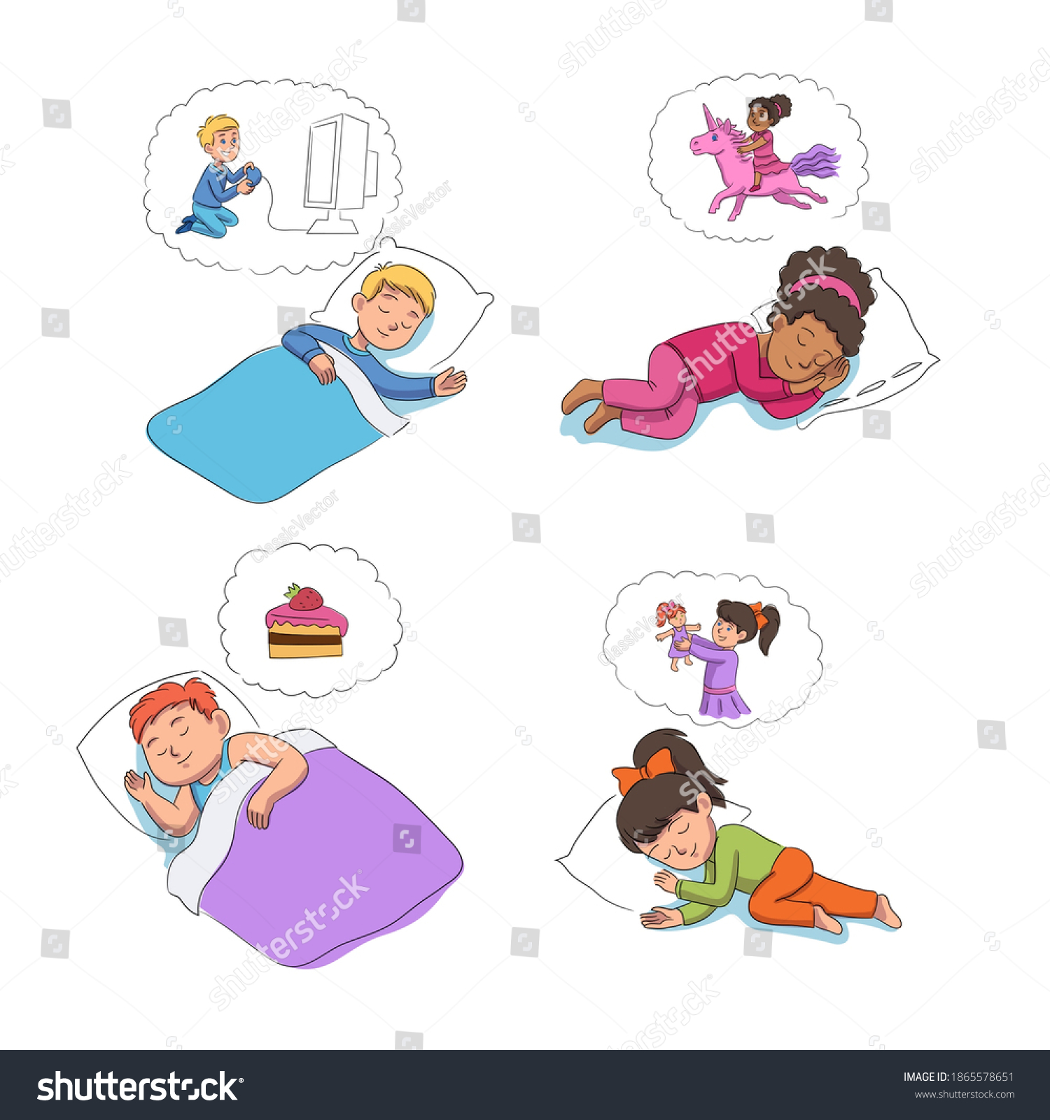 Children Sleeping Dreams Bubbles Set Boys Stock Vector (Royalty Free ...