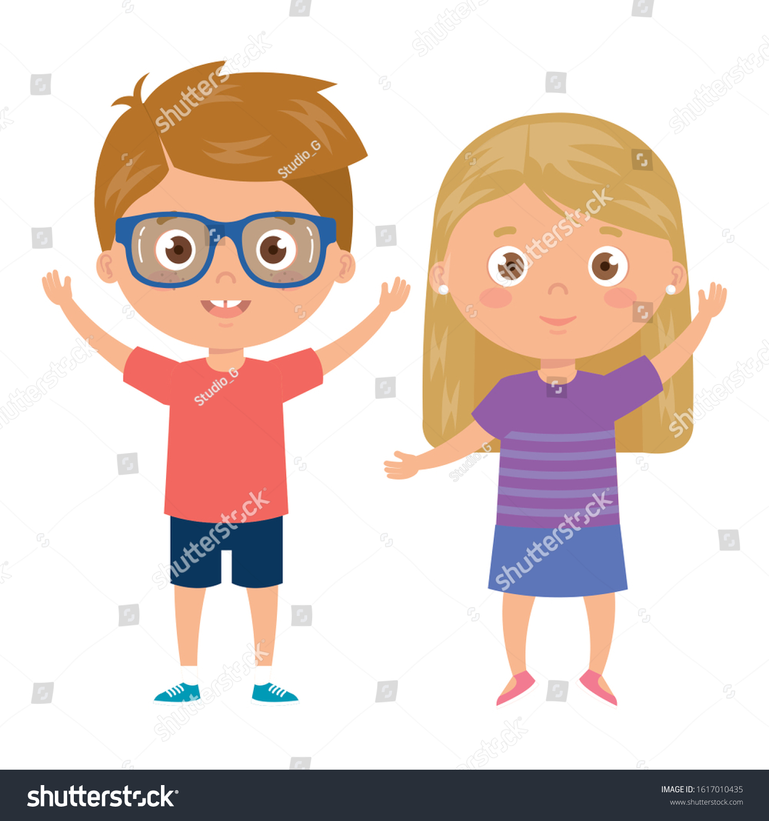 Children Standing On White Background Vector Stock Vector (Royalty Free ...