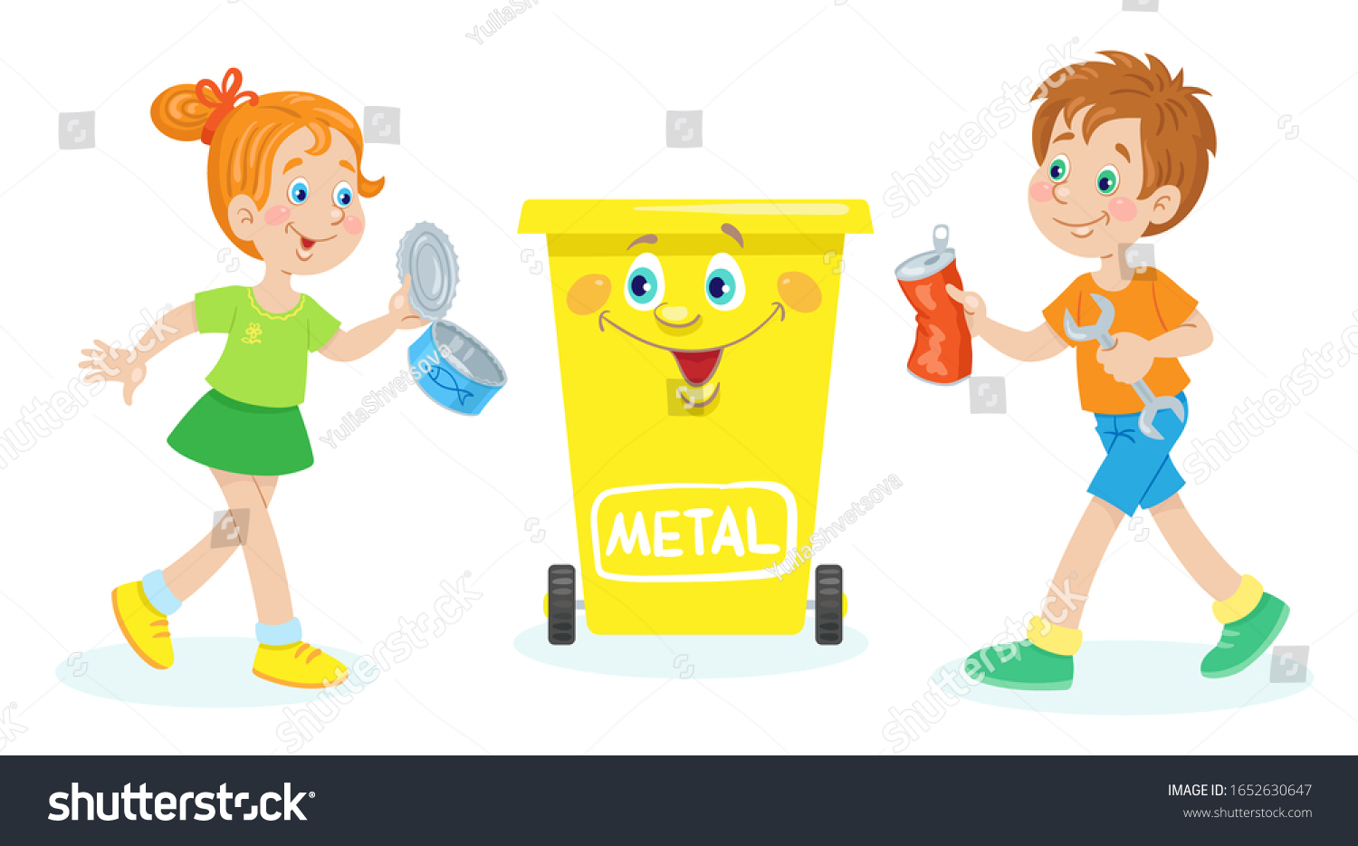 Children Throw Away Metal Trash Yellow Stock Vector (Royalty Free ...