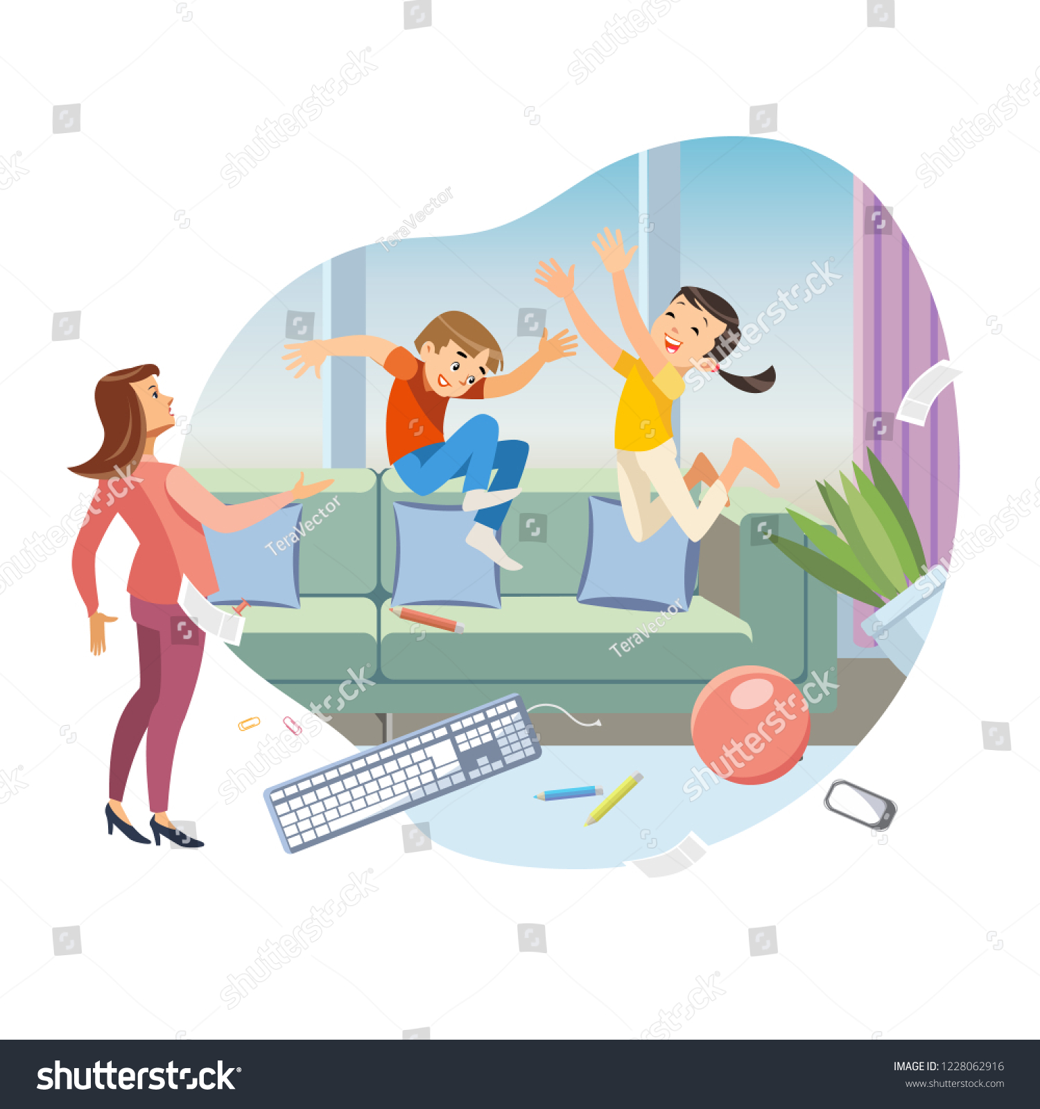 Childrens Bad Behavior Cartoon Vector Concept Stock Vector (Royalty