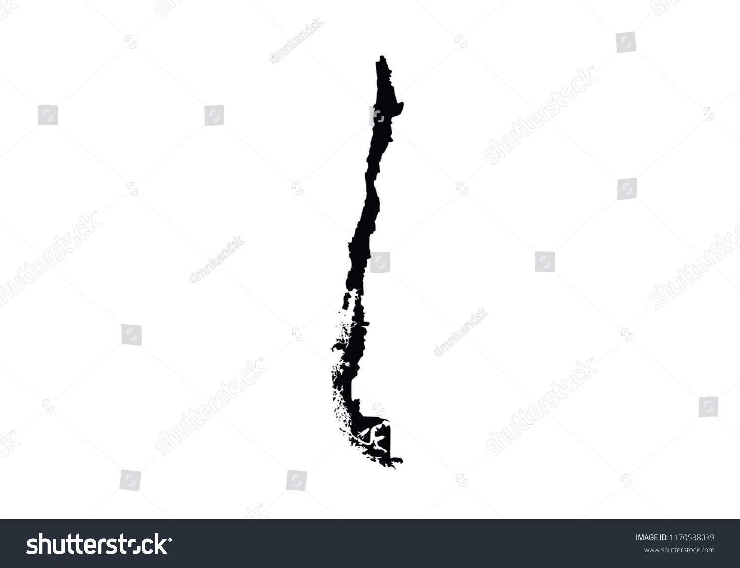 Chile Outline Map Country Shape Stock Vector Royalty Free 1170538039