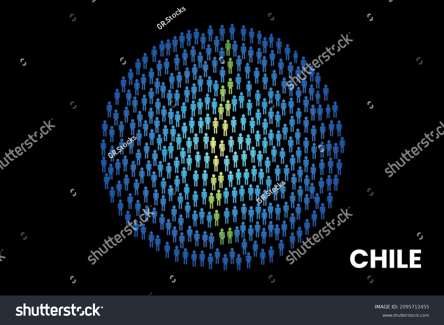 Chile Population People Map Globe Vector Stock Vector (Royalty Free