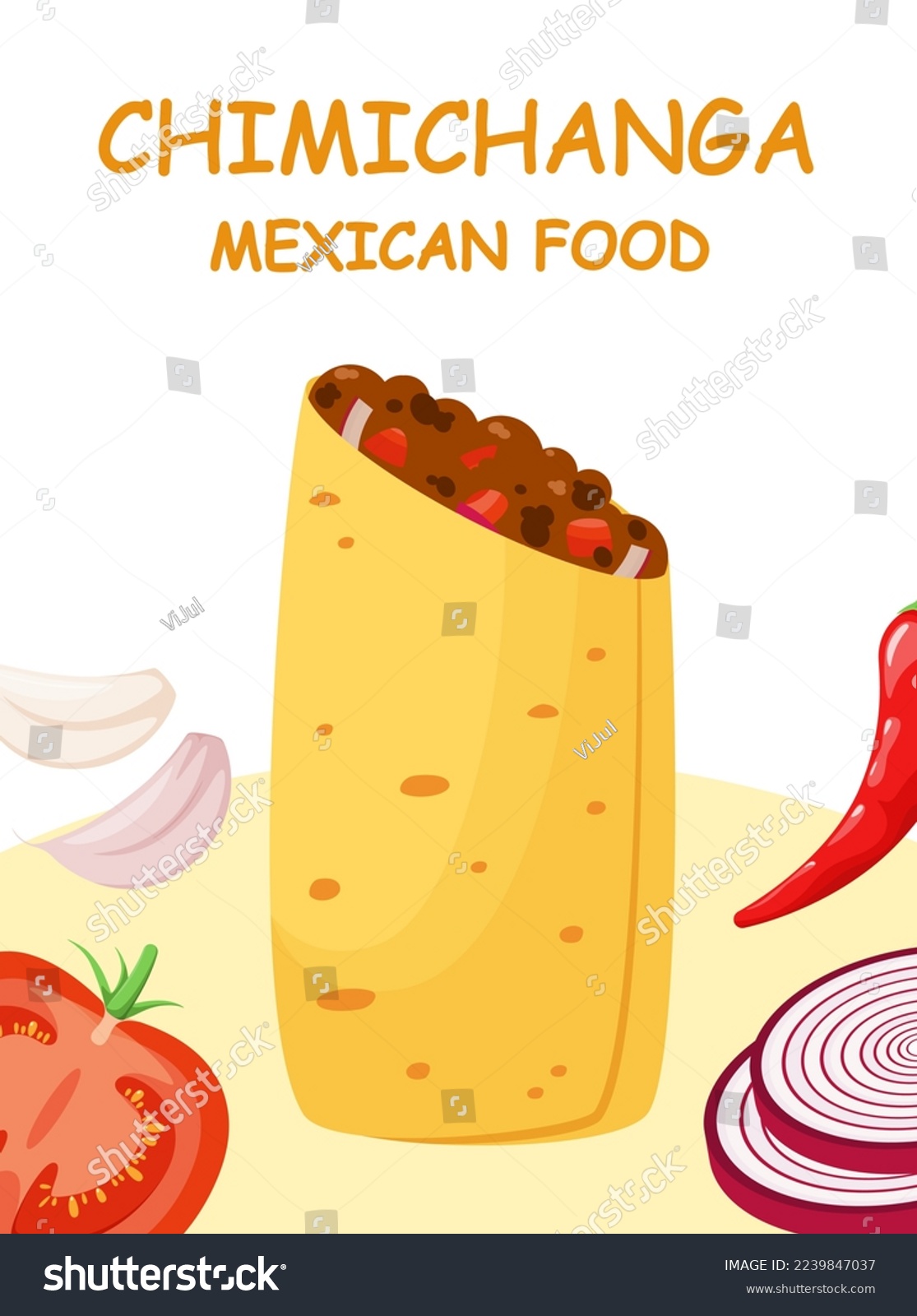 SVG of Chimichanga with meat. Mexican food.
 svg