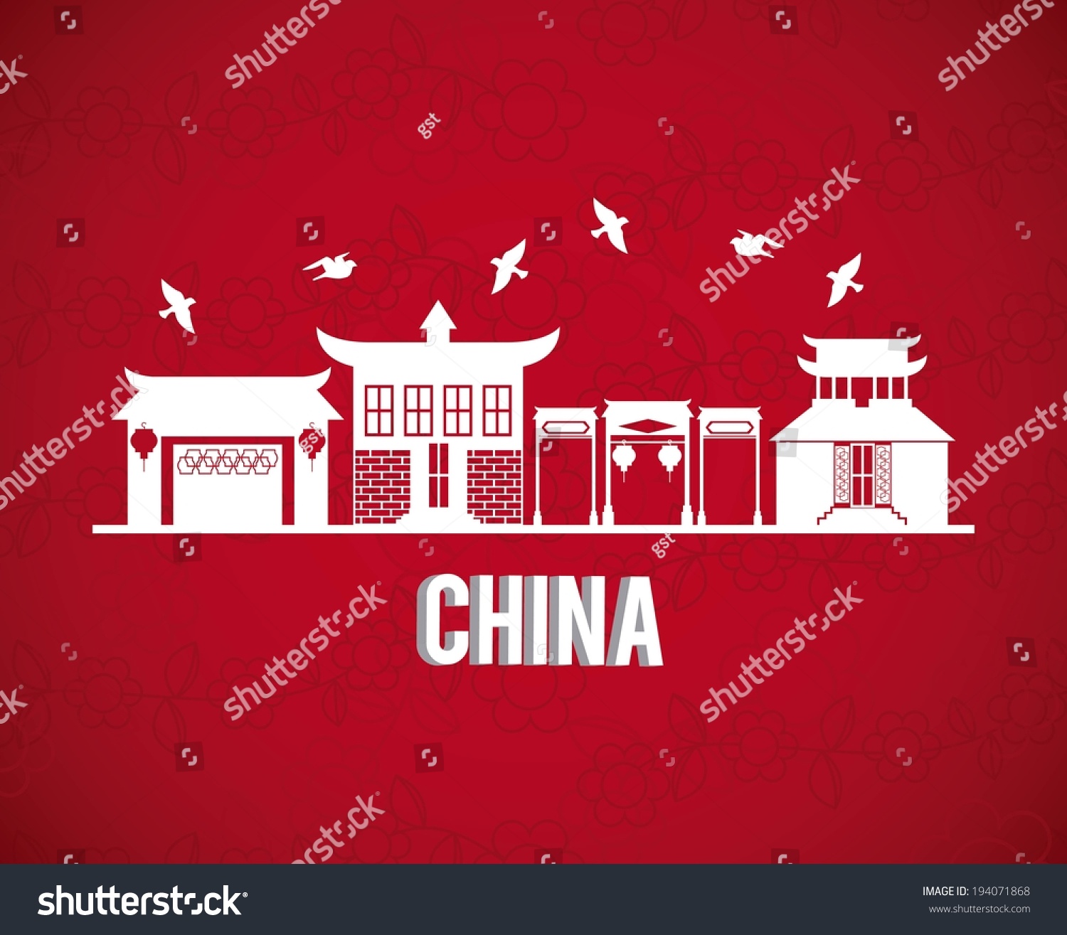 China Design Over Red Background Vector Stock Vector (Royalty Free