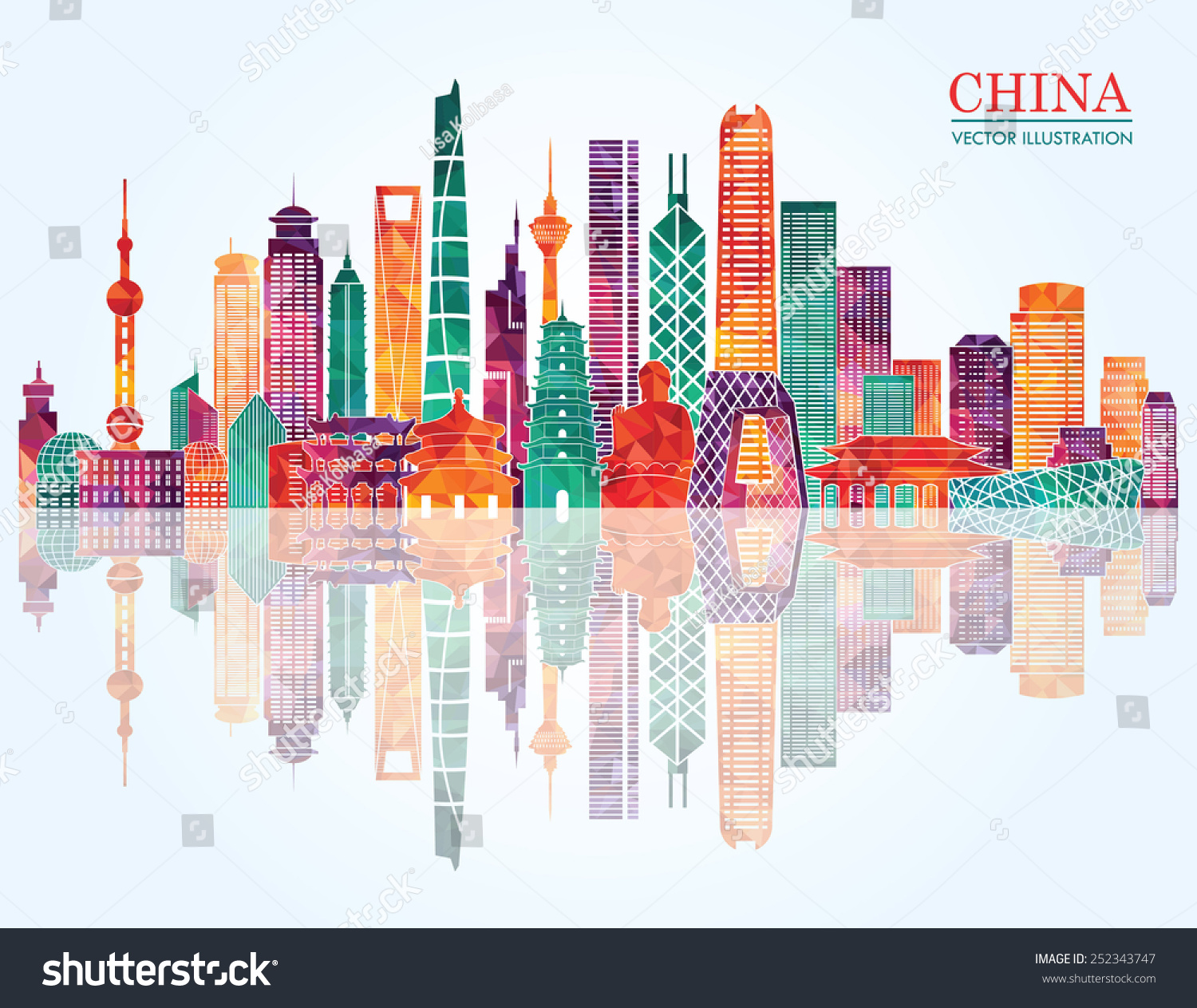 China Detailed Skyline. Vector Illustration - 252343747 : Shutterstock