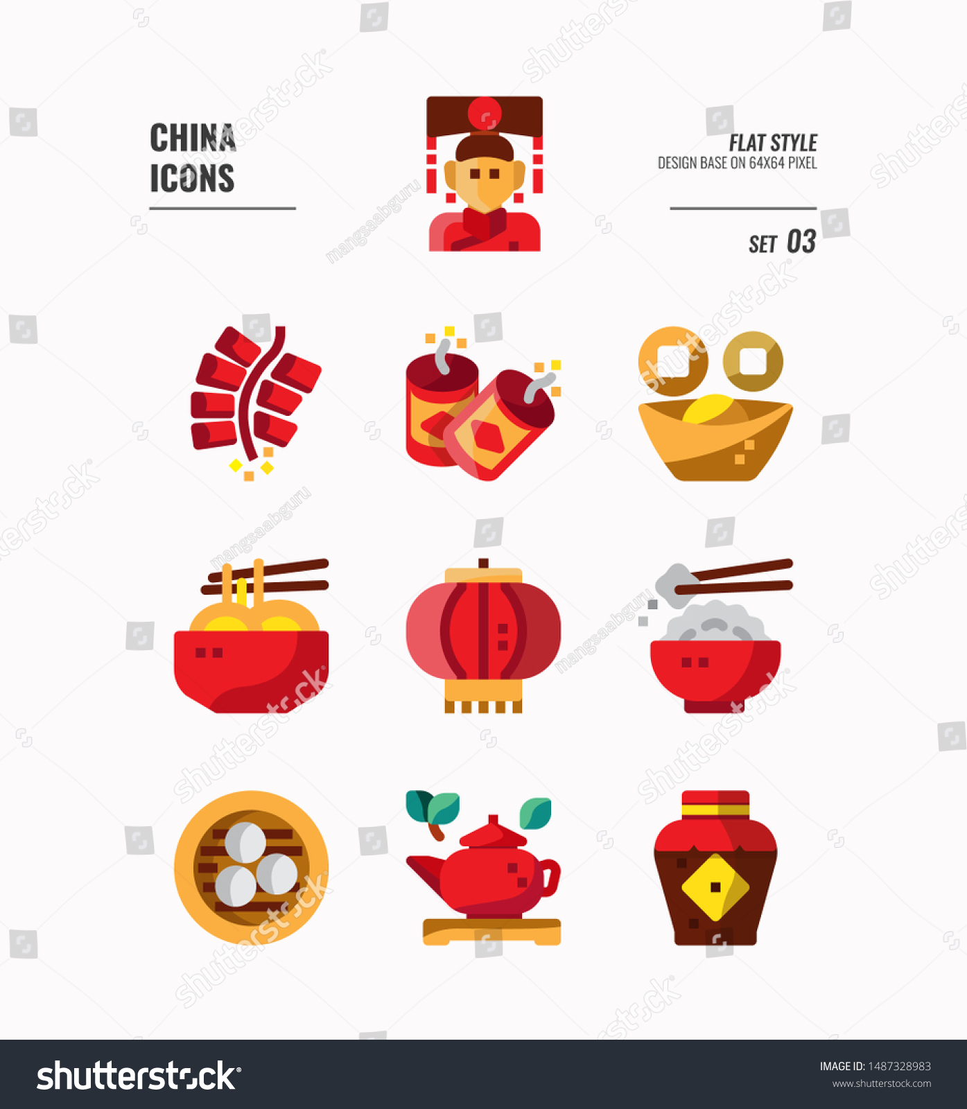 China Icon Set 3 Include People Stock Vector Royalty Free 1487328983 Shutterstock