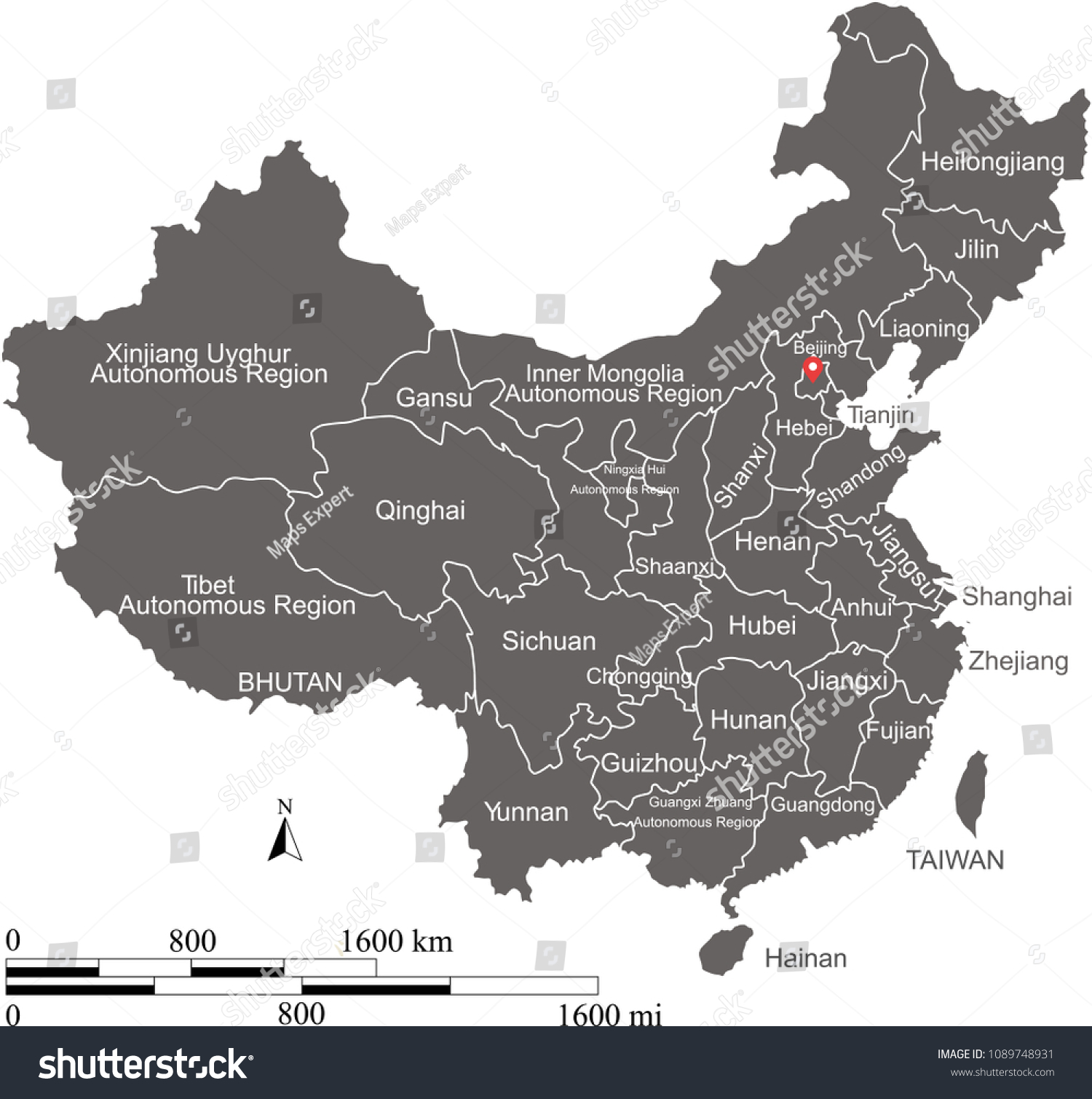 China Map Provinces Outline Vector Scales Stock Vector (Royalty Free ...