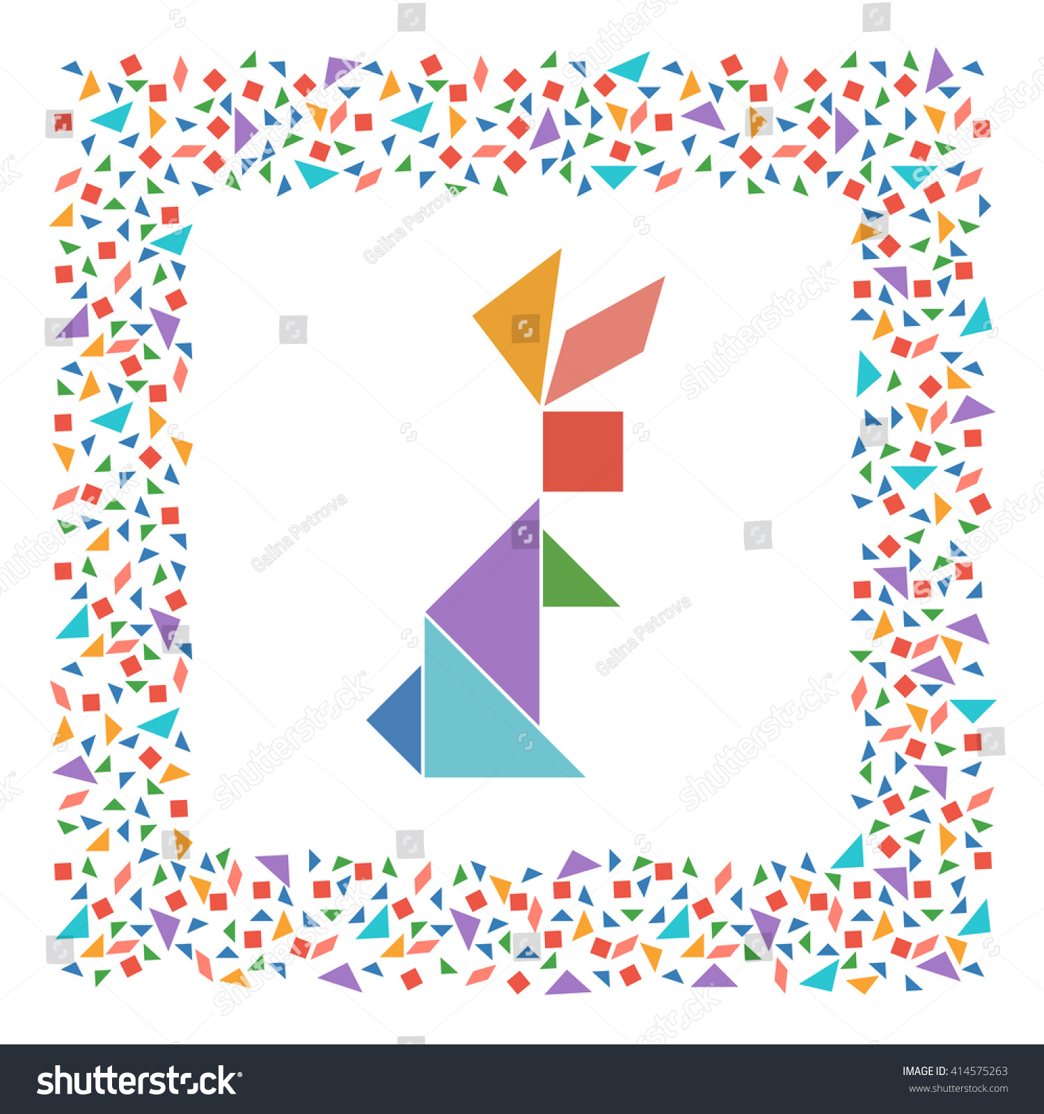 Chinese Dissection Puzzle Tangram Solution Card 库存矢量图(免版税)414575263 ...
