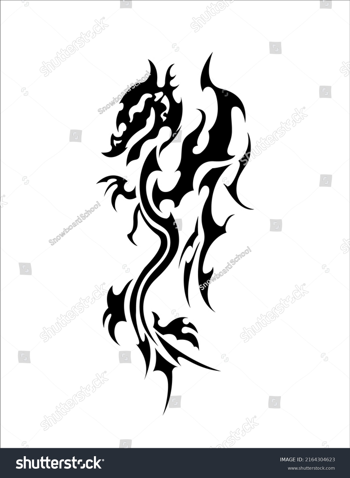 Chinese Dragon Ethnic Tattoo Symbol Sticker Stock Vector (Royalty Free ...