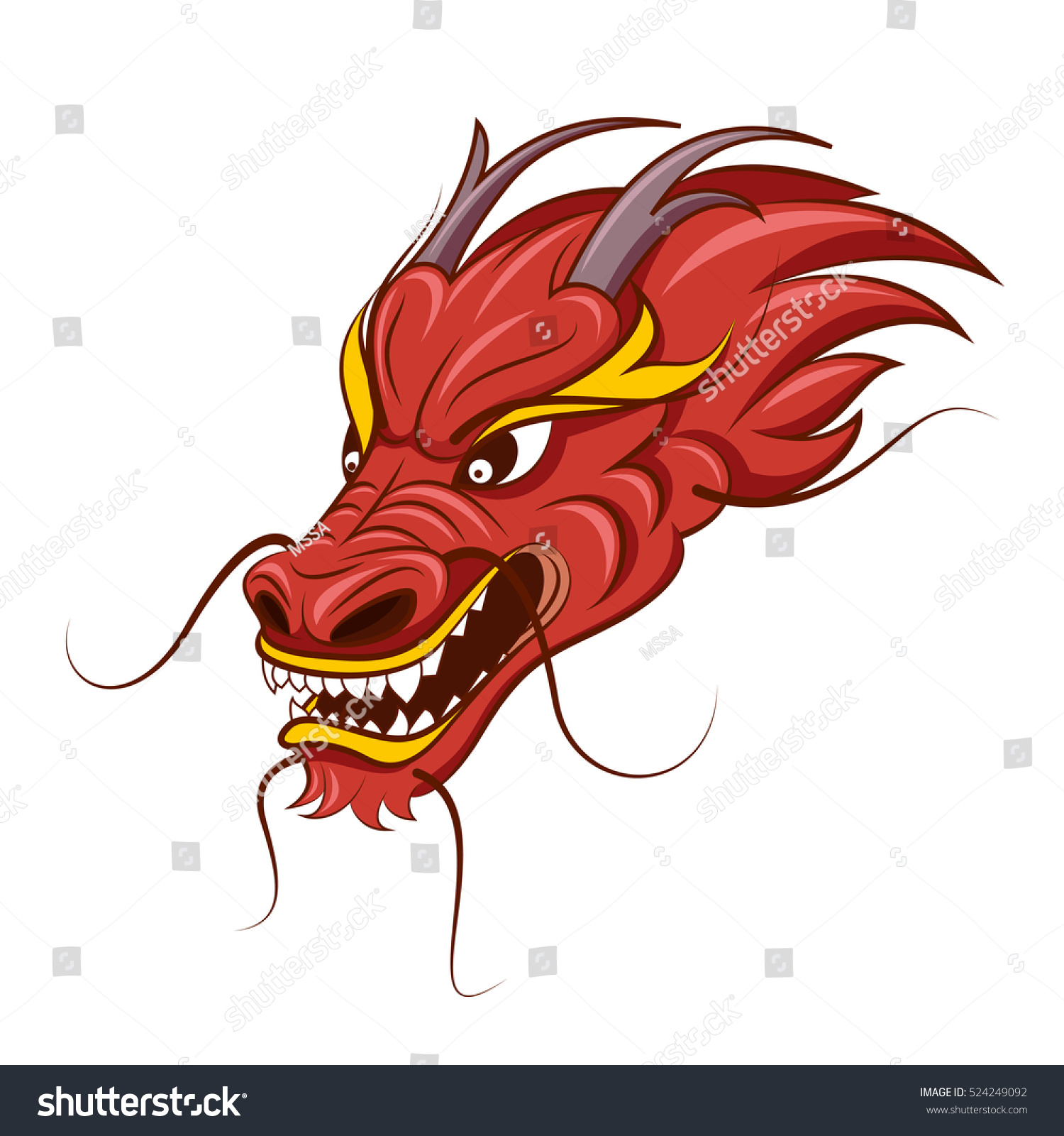 Chinese Dragon Vector Illustration Tattoo Red Stock Vector 524249092 ...