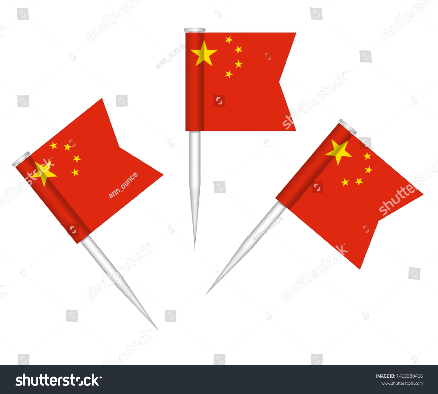 SVG of Chinese flag push pins, vector illustration. Mini stick small flags of China isolated on white background. svg