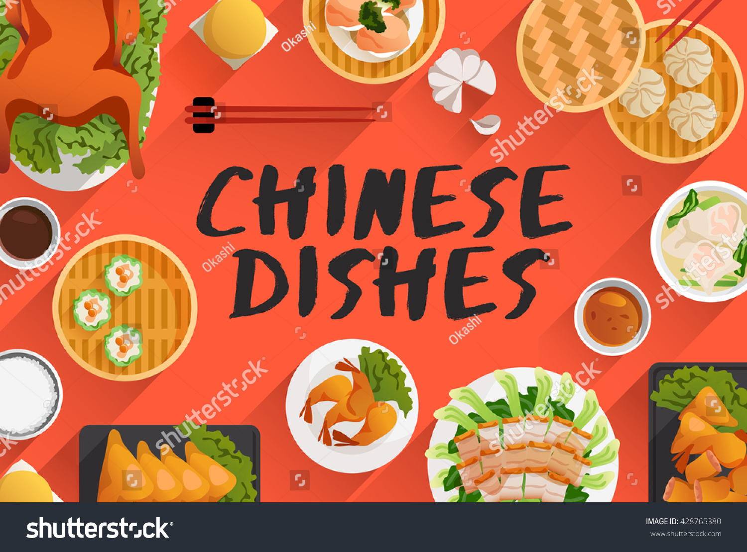 chinese food food illustration top view stock vector royalty free