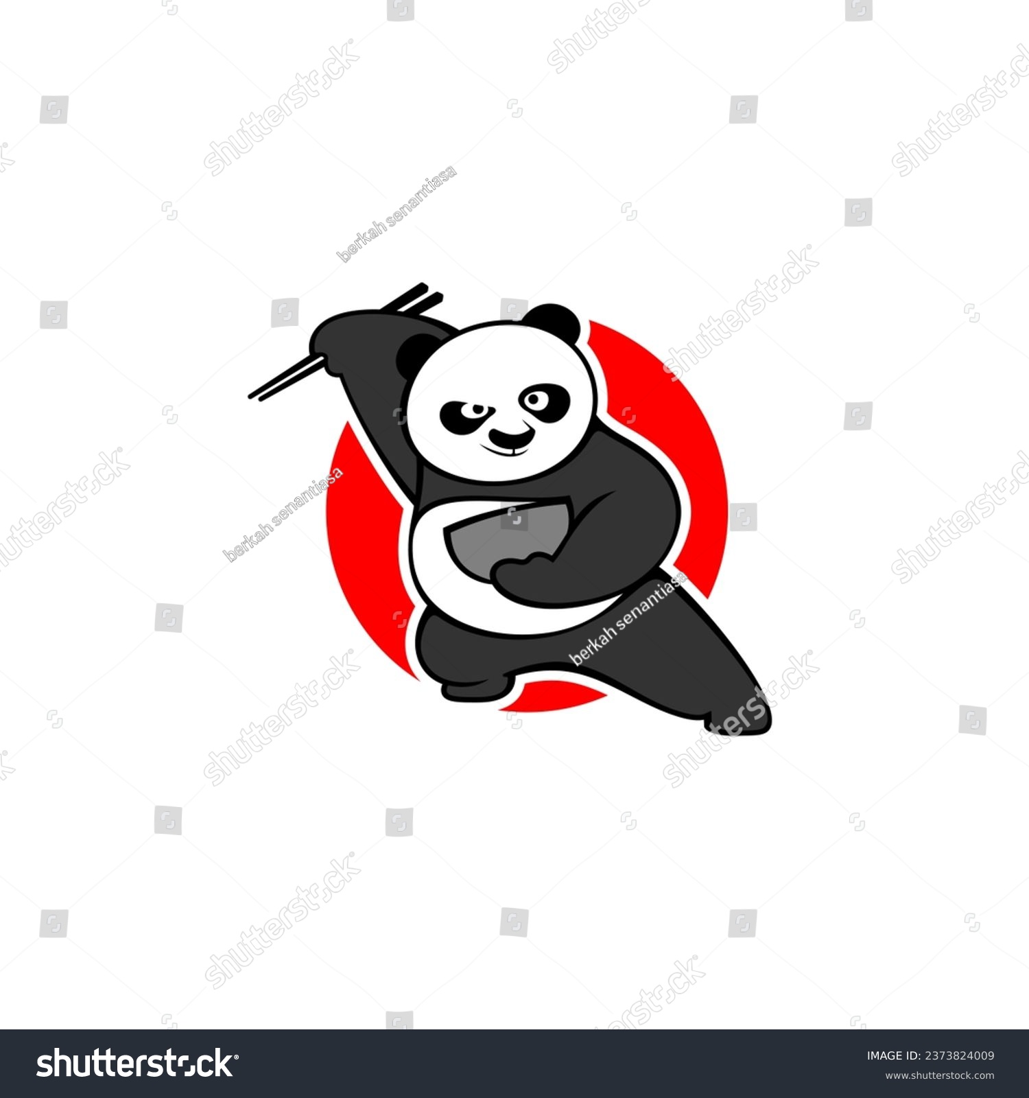 SVG of Chinese food logo design. Vector illustration of panda holding a pair of chopsticks and bowl. modern logo design vector icon template svg