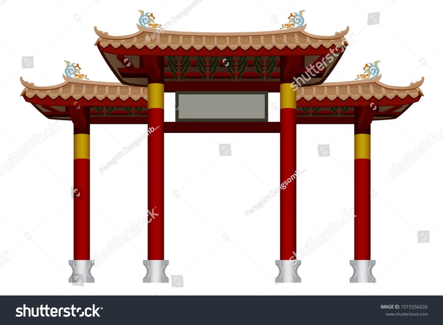 Chinese Gate Graphic Vector Stock Vector (Royalty Free) 1015556026