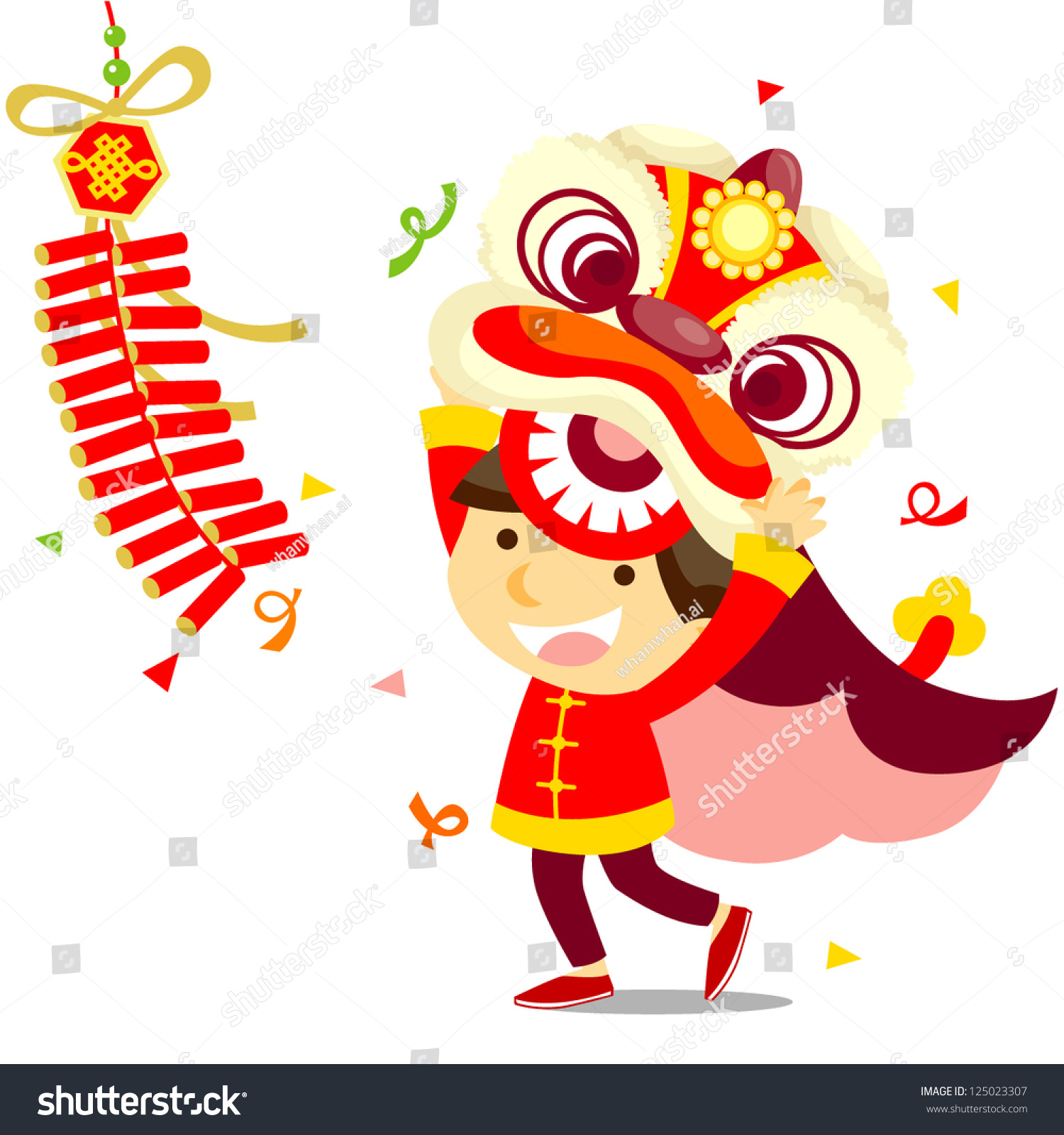 Chinese Lion Dance Stock Vector Illustration 125023307 : Shutterstock